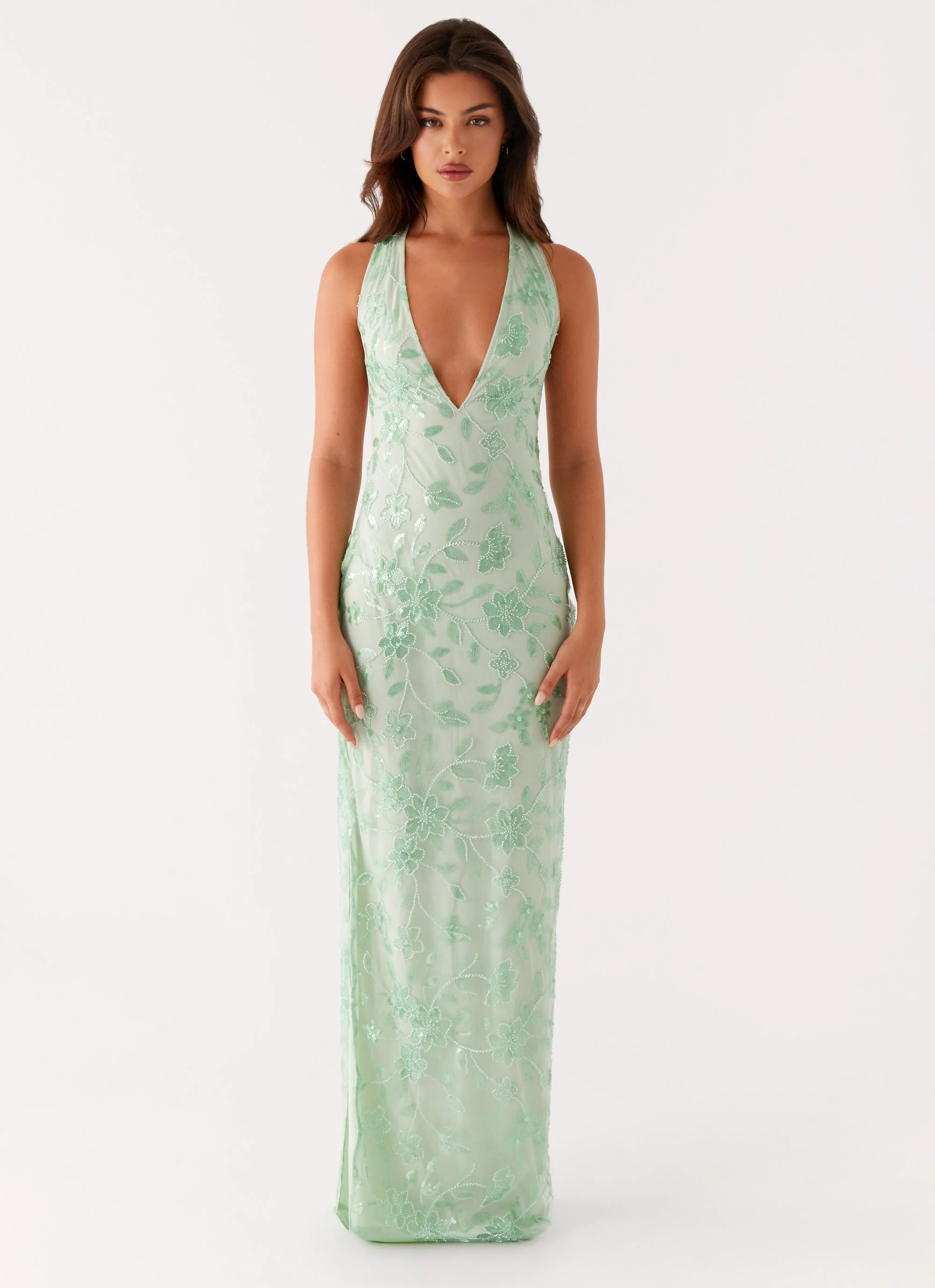 Cydney Beaded Maxi Dress - Sage - Image 3