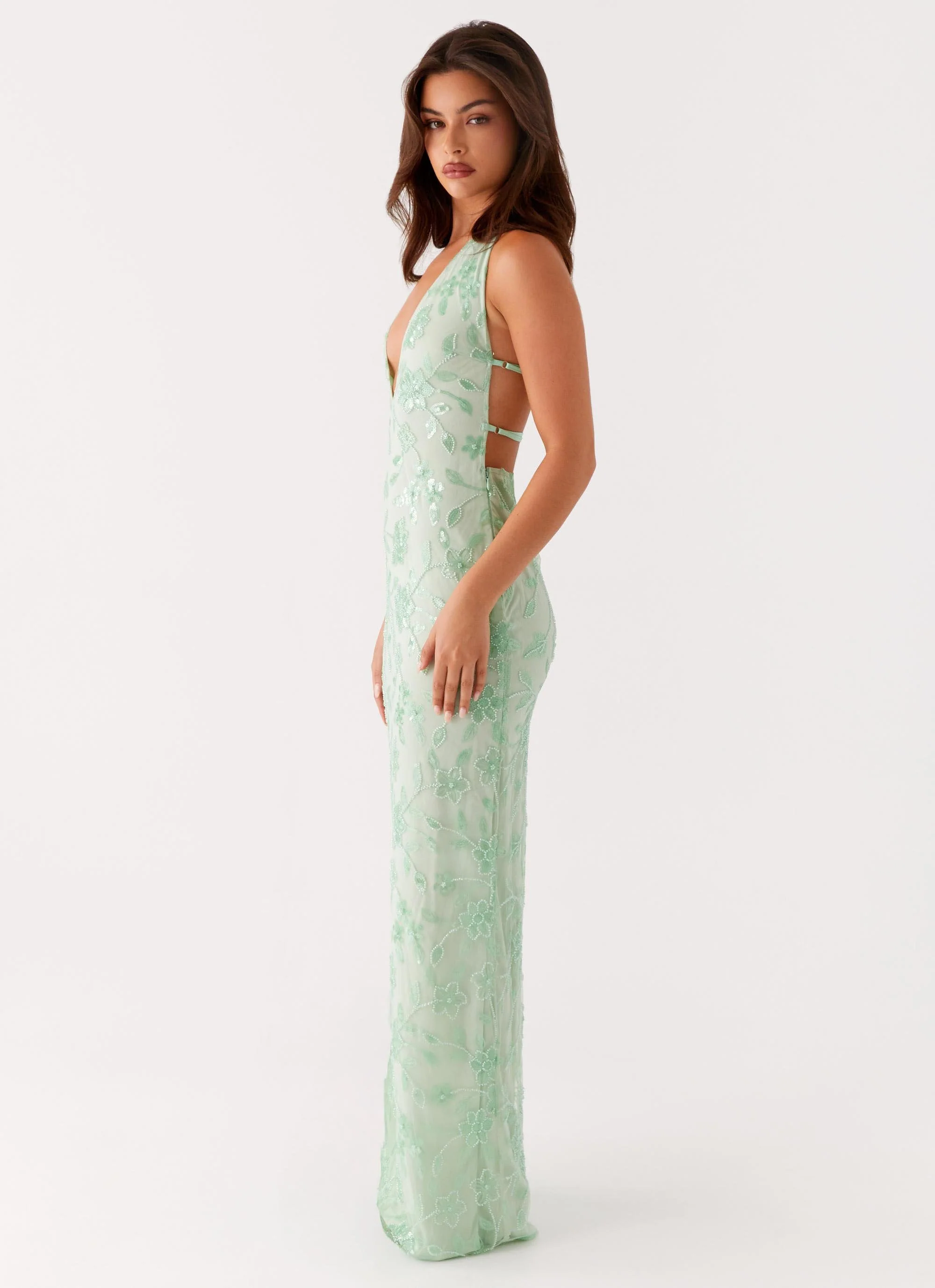Cydney Beaded Maxi Dress - Sage - Image 4