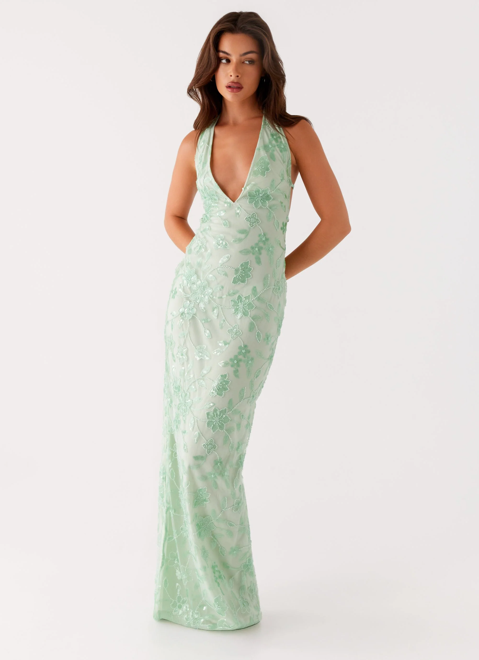 Cydney Beaded Maxi Dress - Sage - Image 6