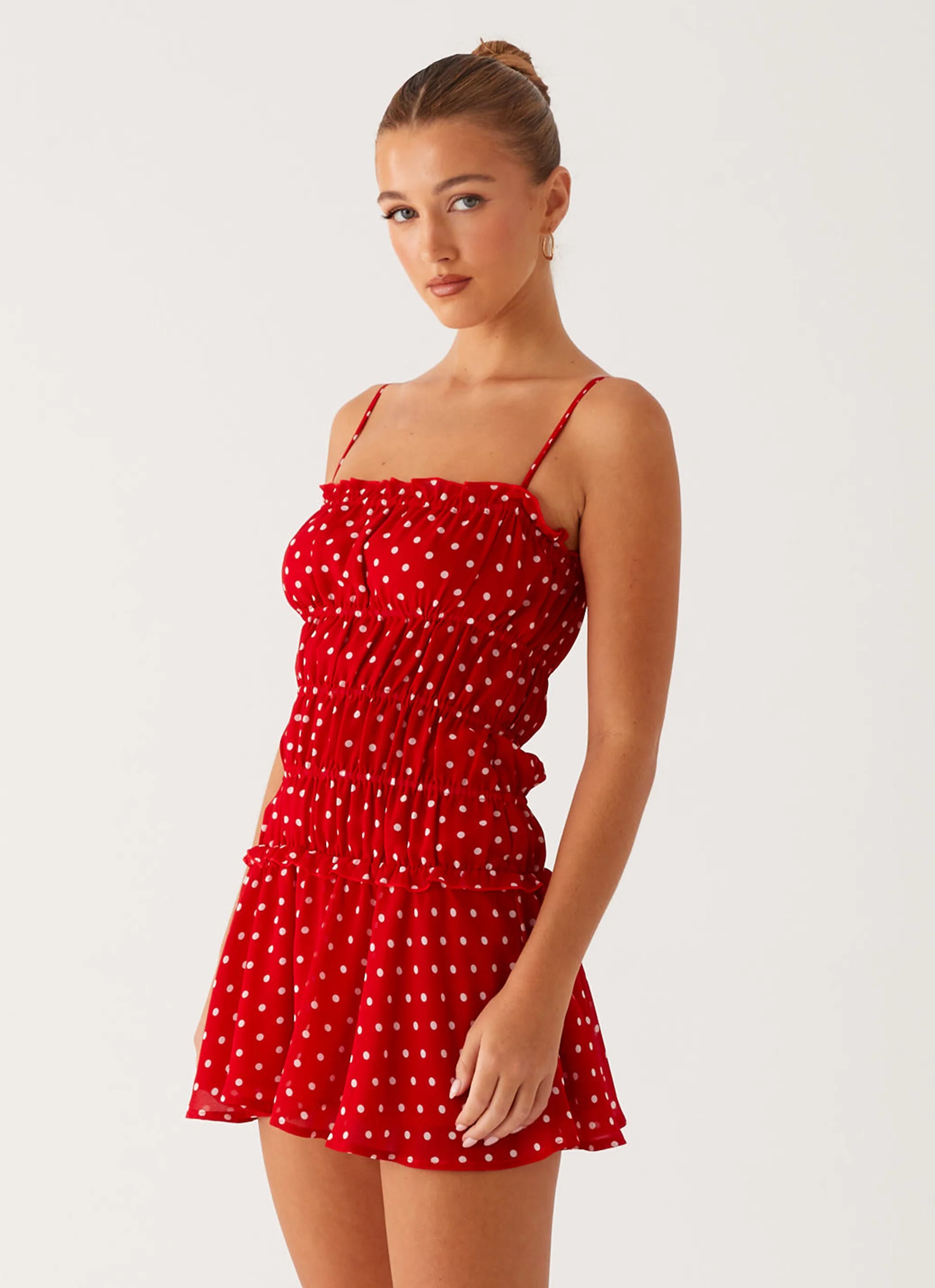 Cynlee Mini Dress - Red Polka Dot - Image 3