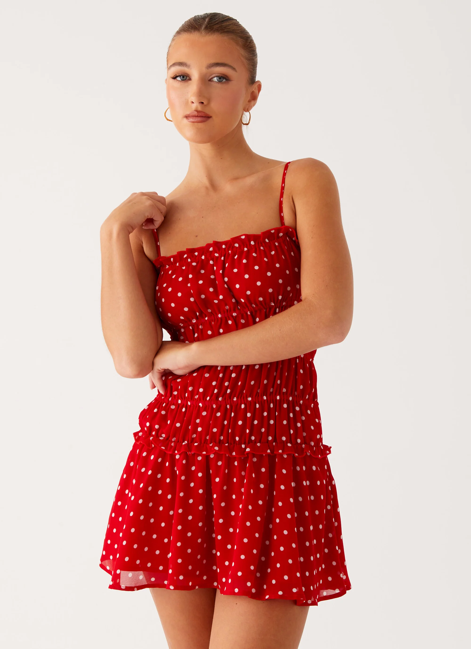 Cynlee Mini Dress - Red Polka Dot - Image 5