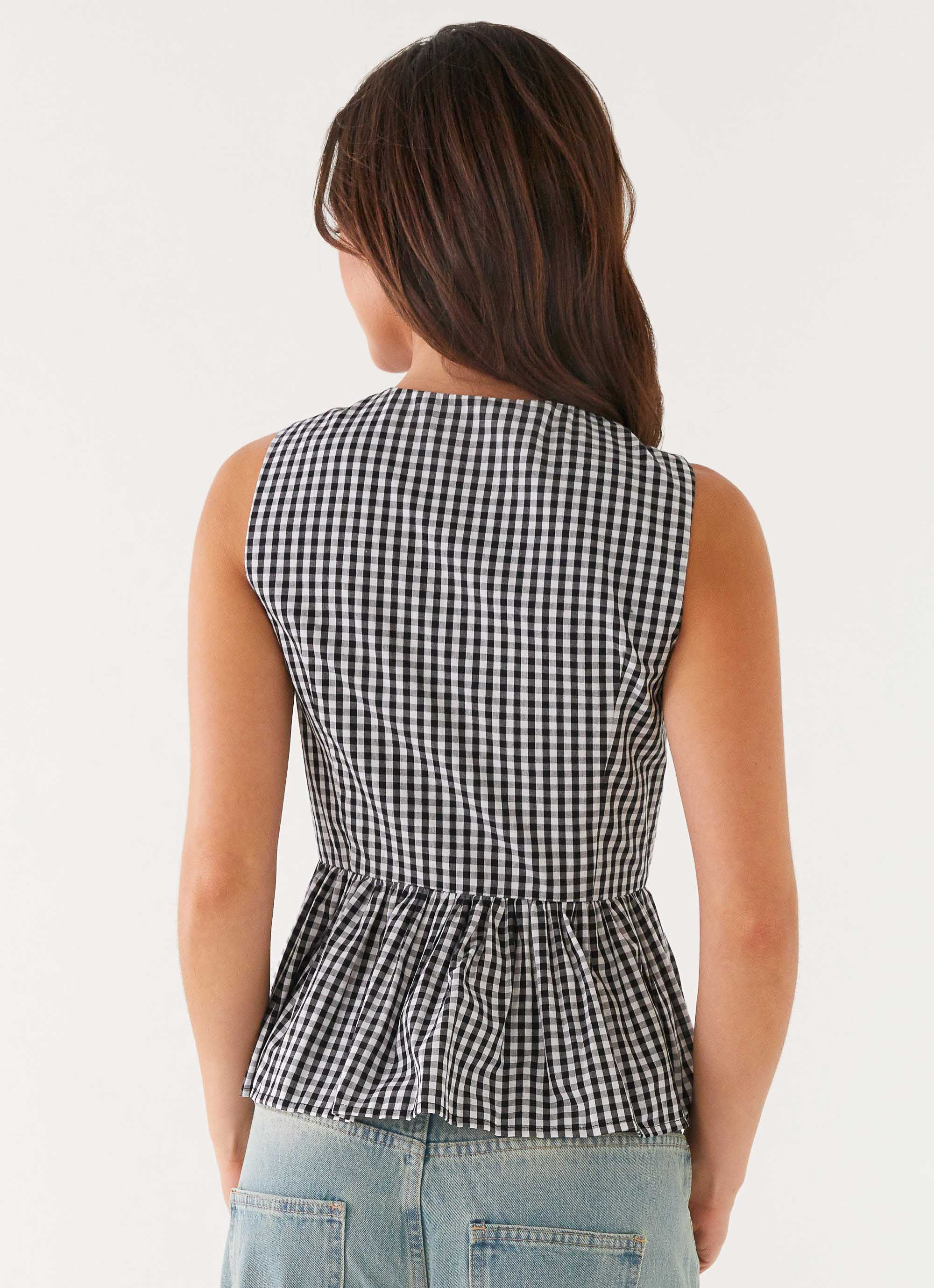 Cyrene Tie Top - Black Gingham - Image 4