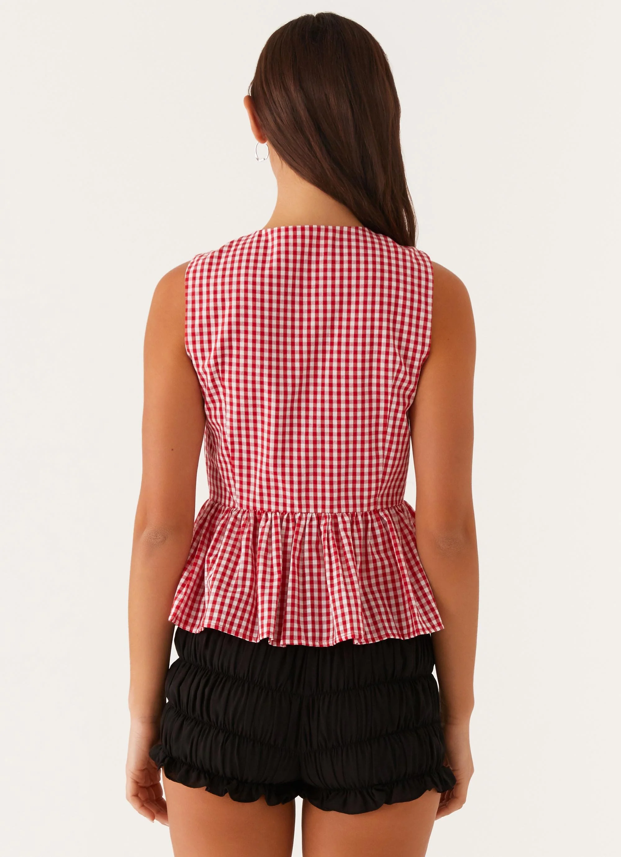 Cyrene Tie Top - Red Gingham - Image 4