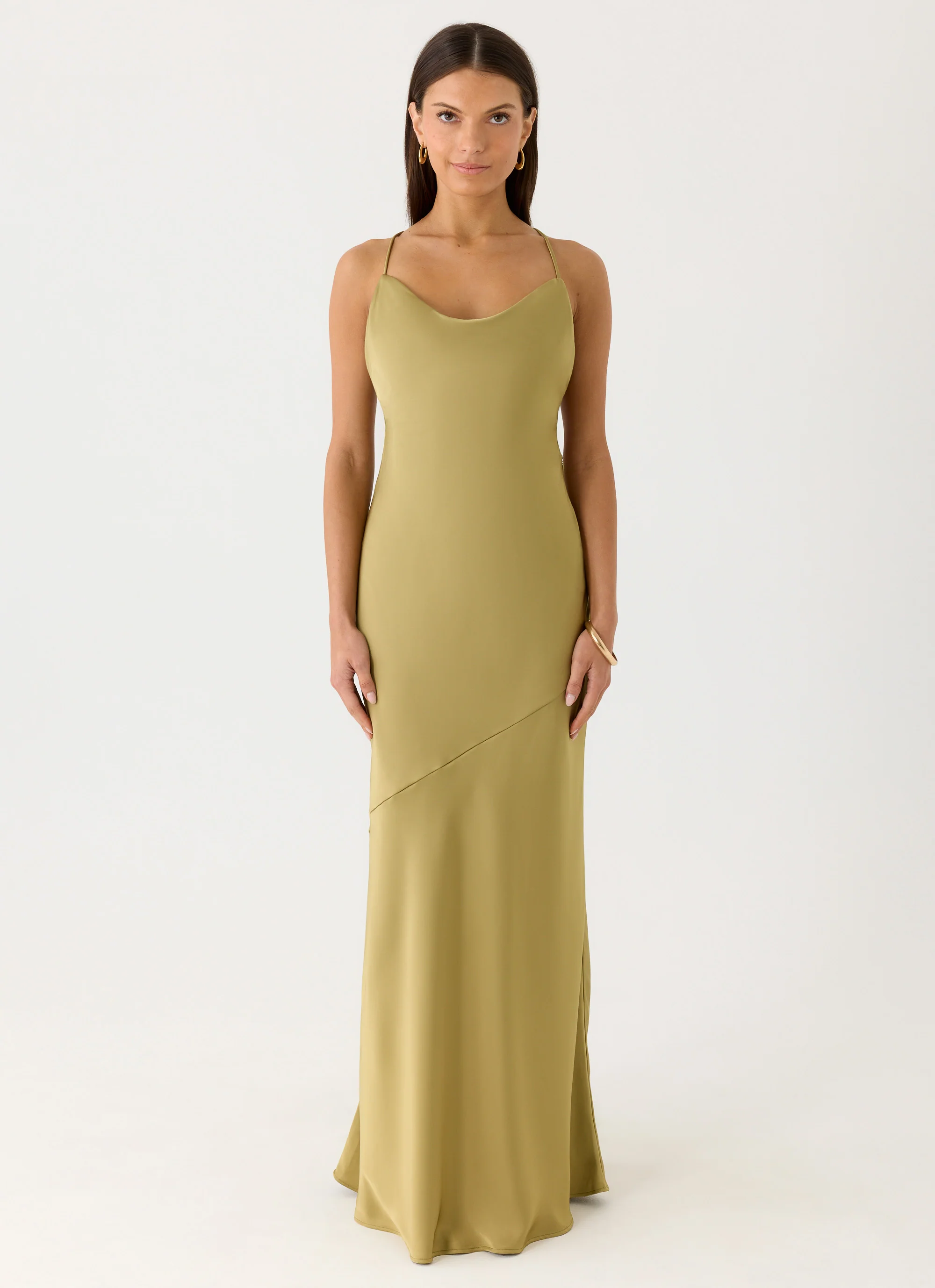 Darius Maxi Dress - Green Olive - Image 4