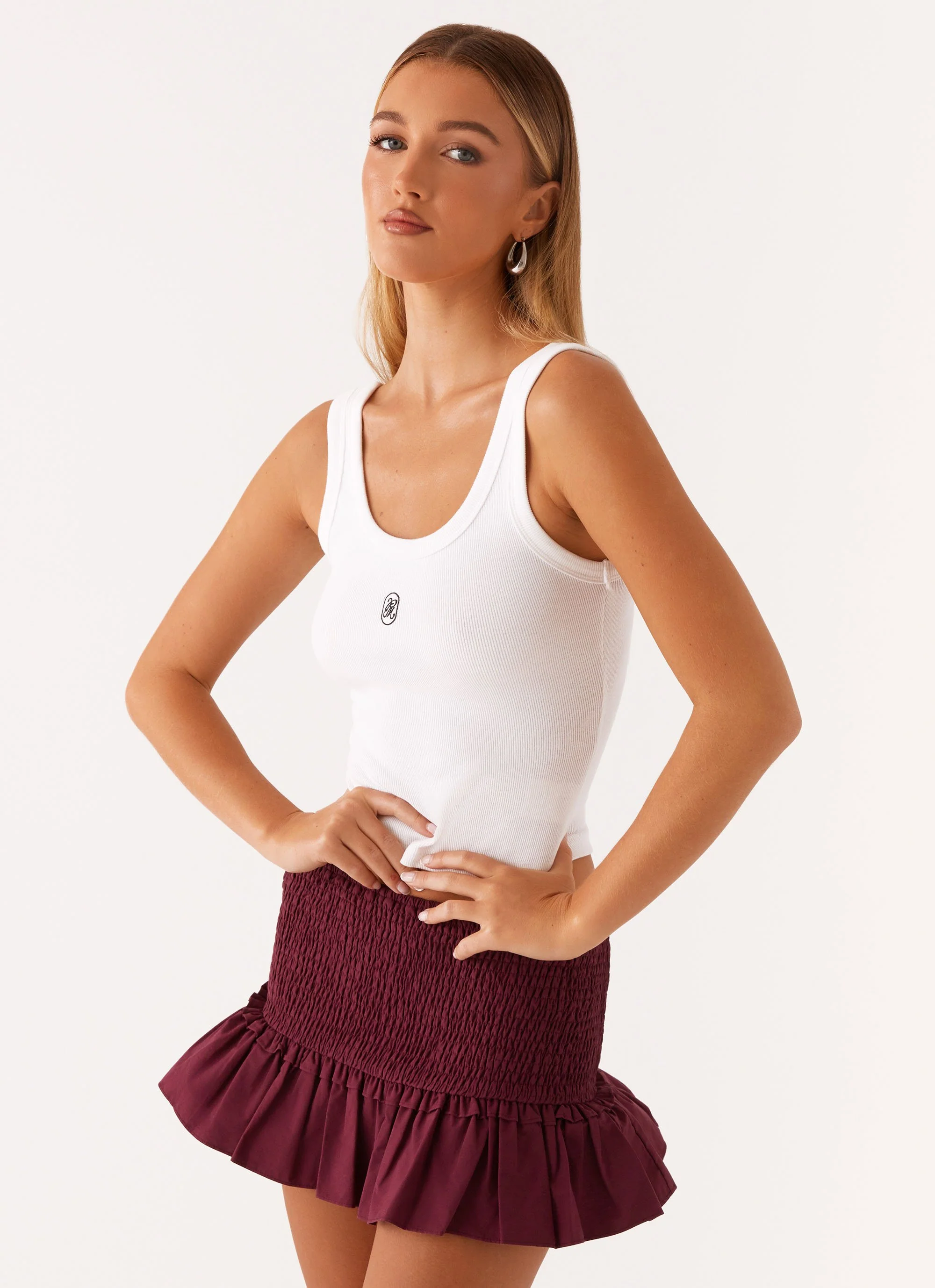 Darlee Shirred Mini Skirt - Mulberry - Image 6