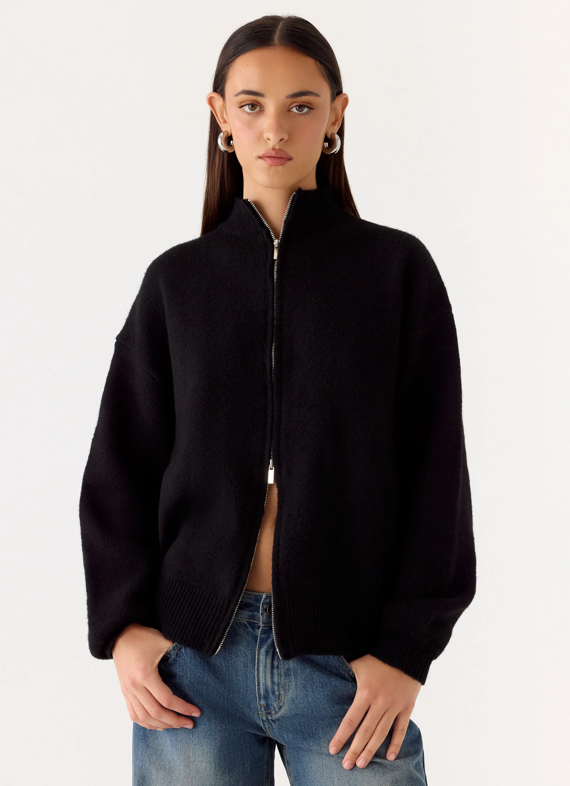 Davy Knit Zip Jacket - Black