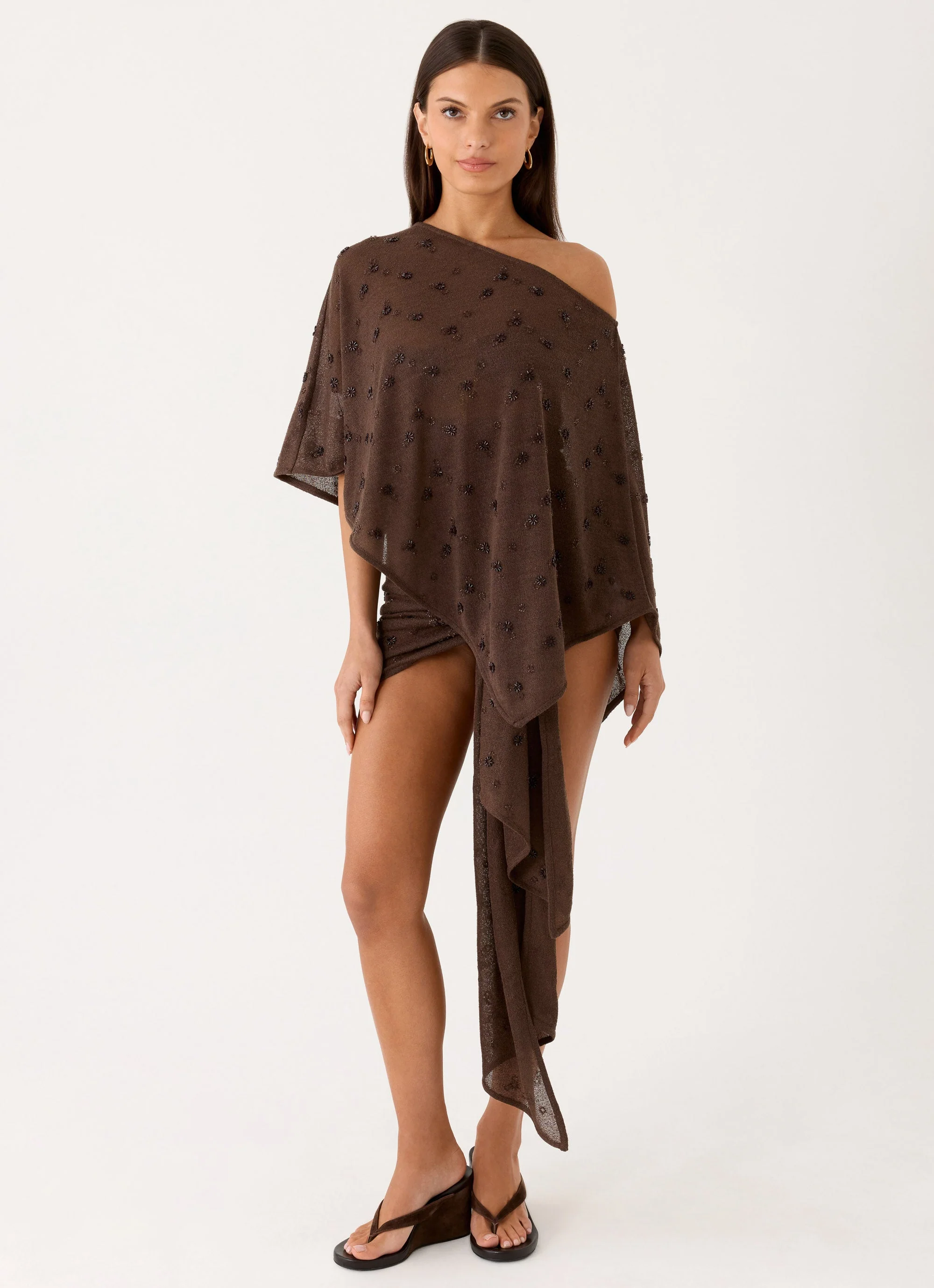 Deia Beaded Sarong - Chocolate - Image 6