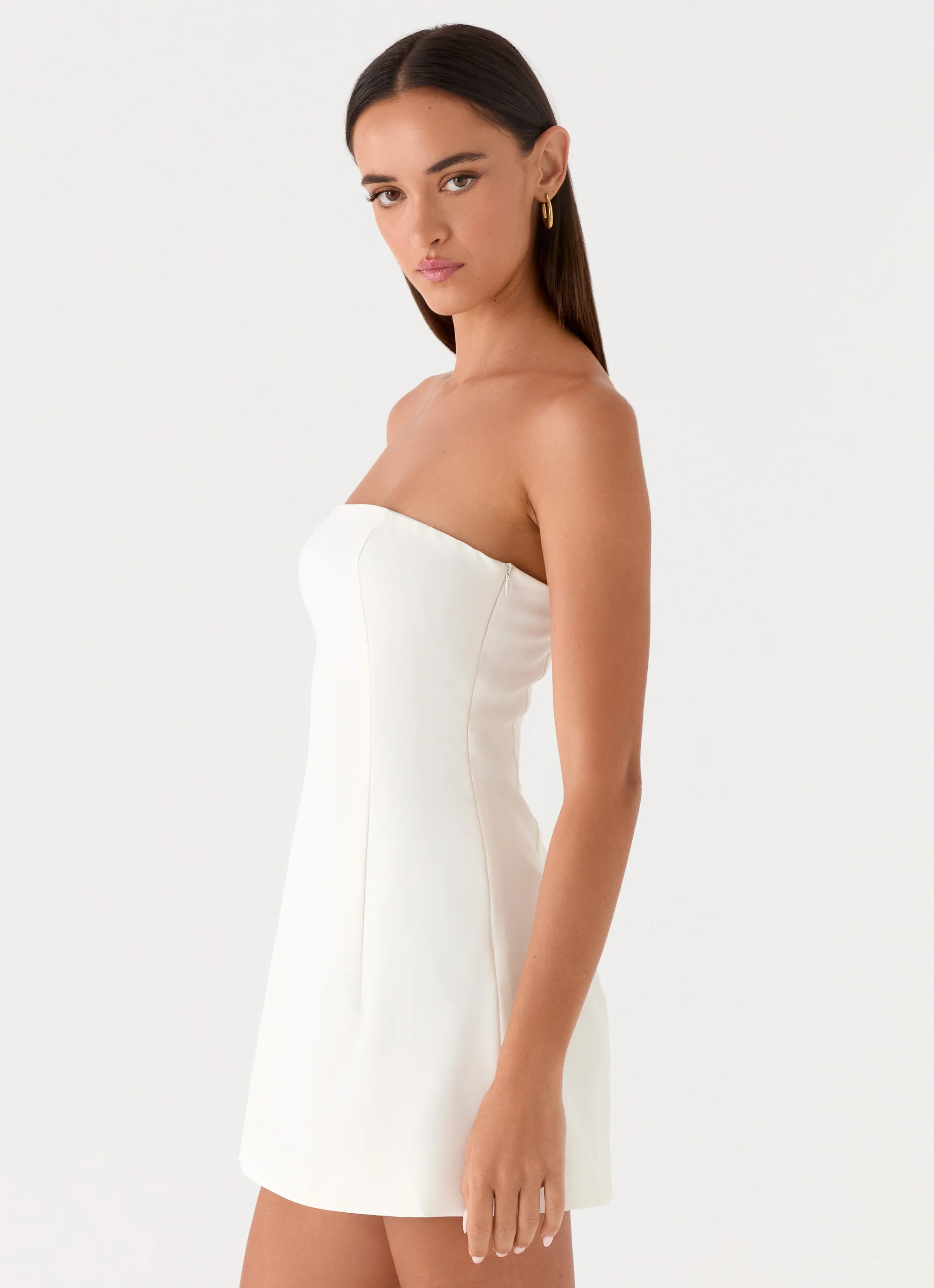 Della Strapless Mini Dress - White - Image 2
