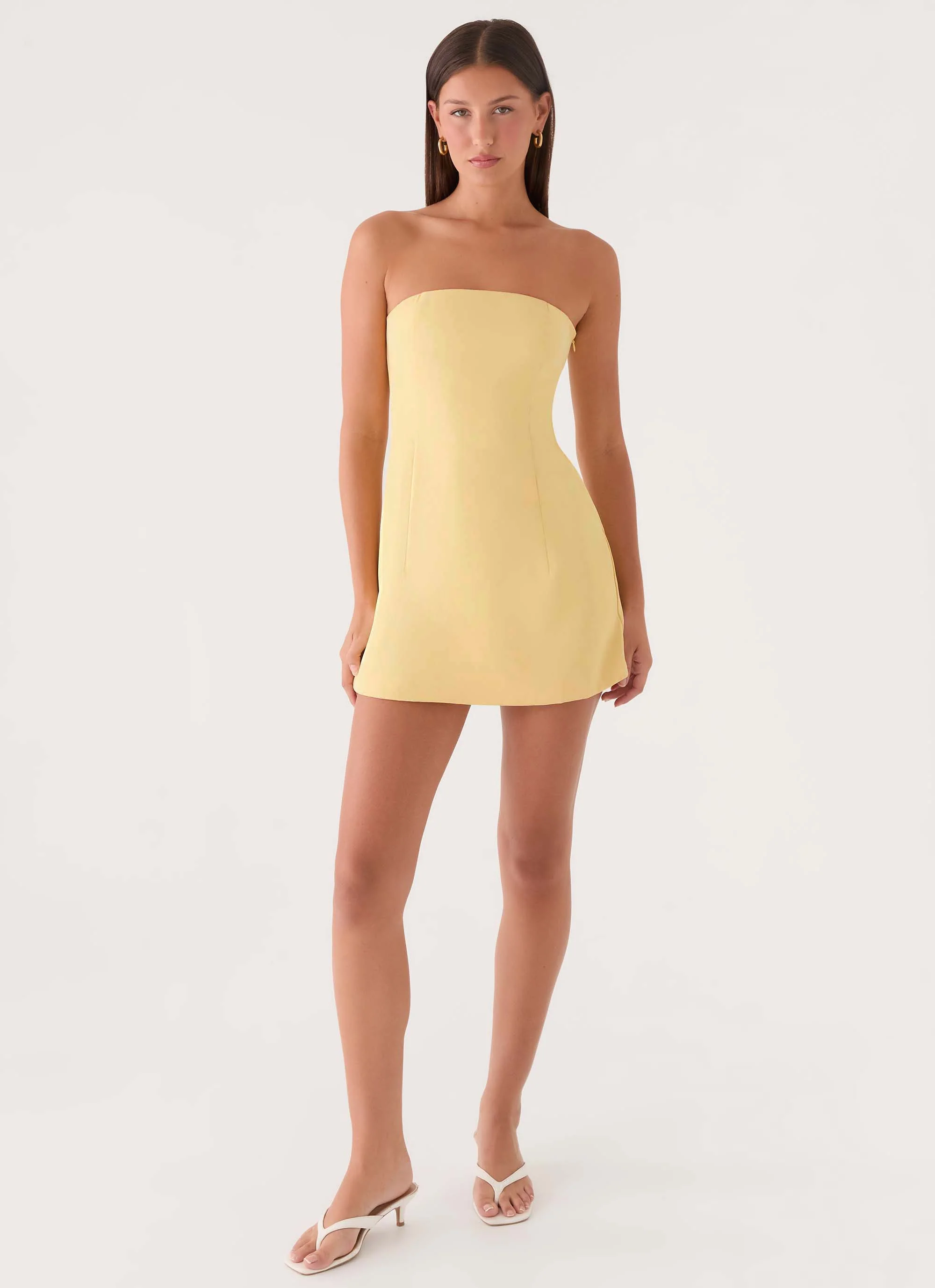 Della Strapless Mini Dress - Yellow - Image 5
