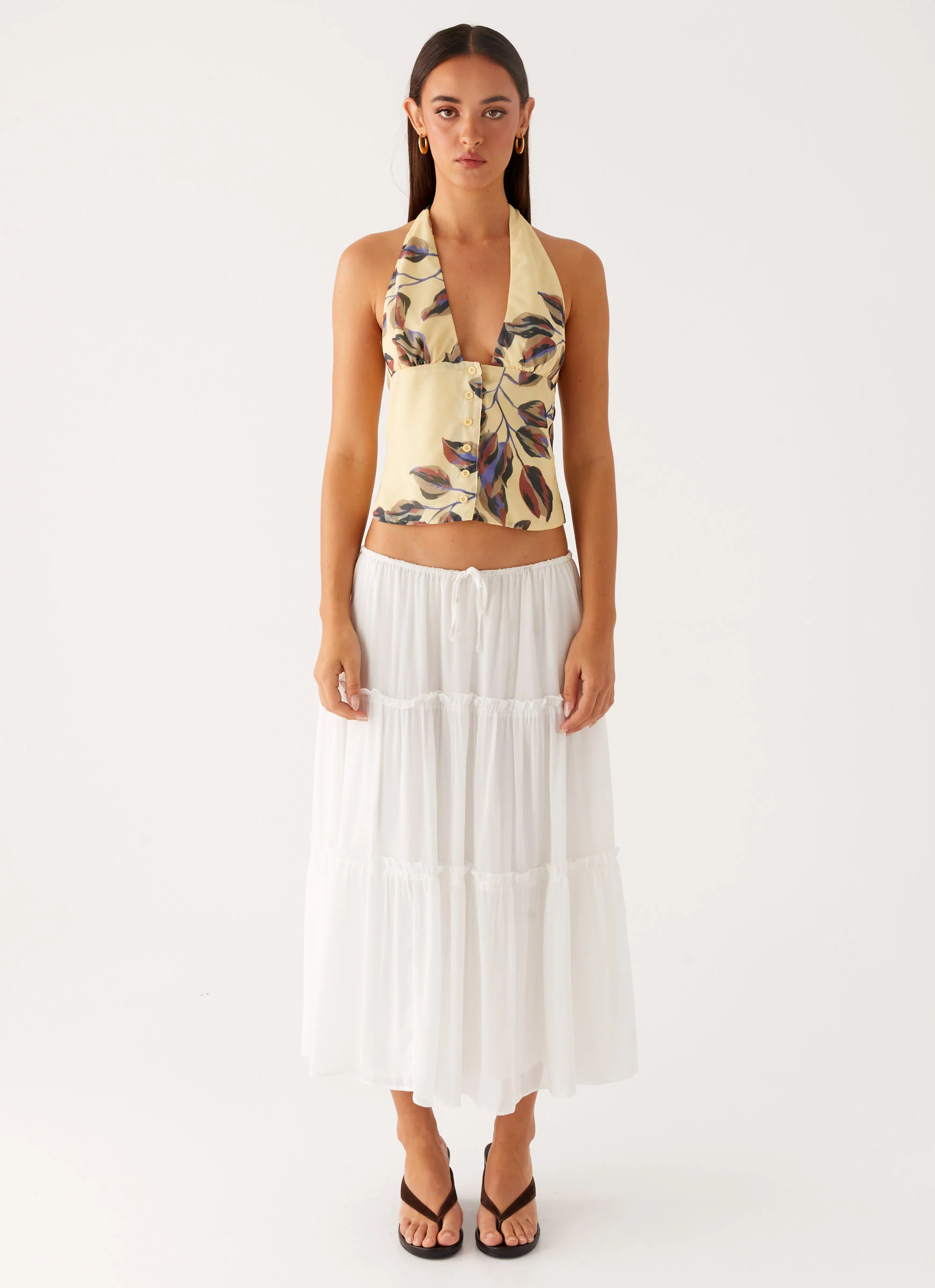 Devoted Halterneck Top - Buttercream Floral - Image 3