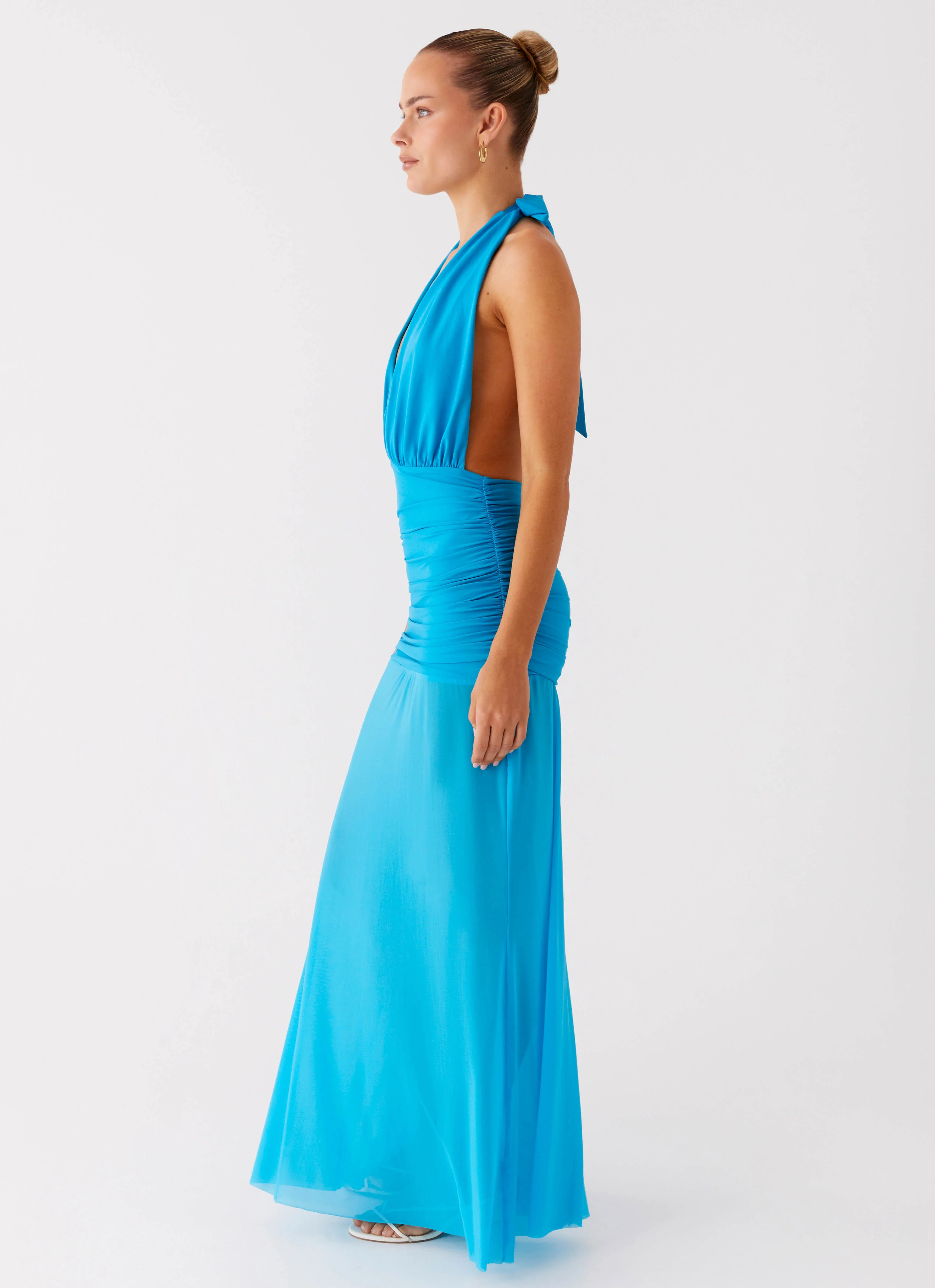 Dilemma Halter Maxi Dress - Turquoise Blue - Image 2
