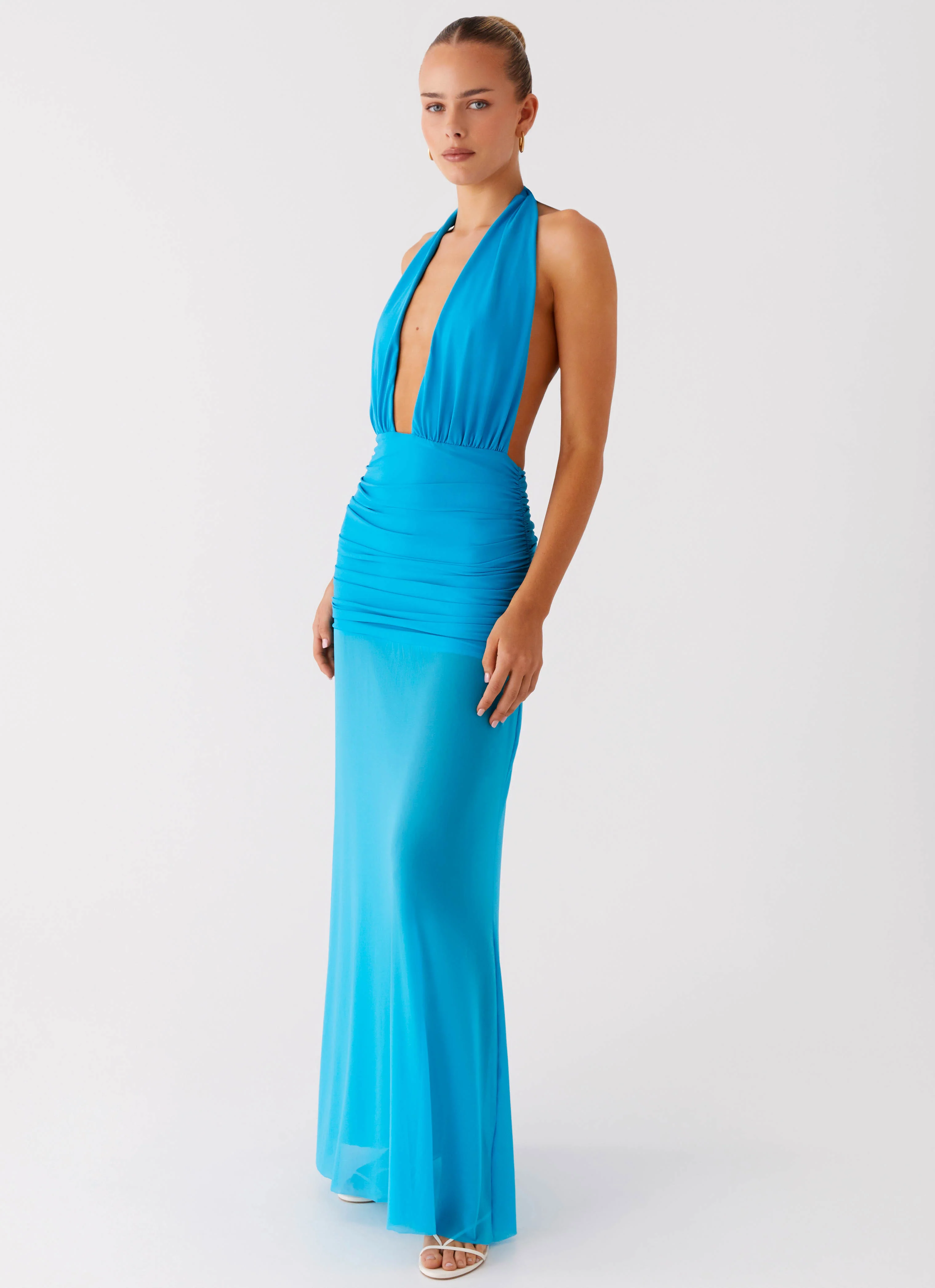 Dilemma Halter Maxi Dress - Turquoise Blue - Image 5
