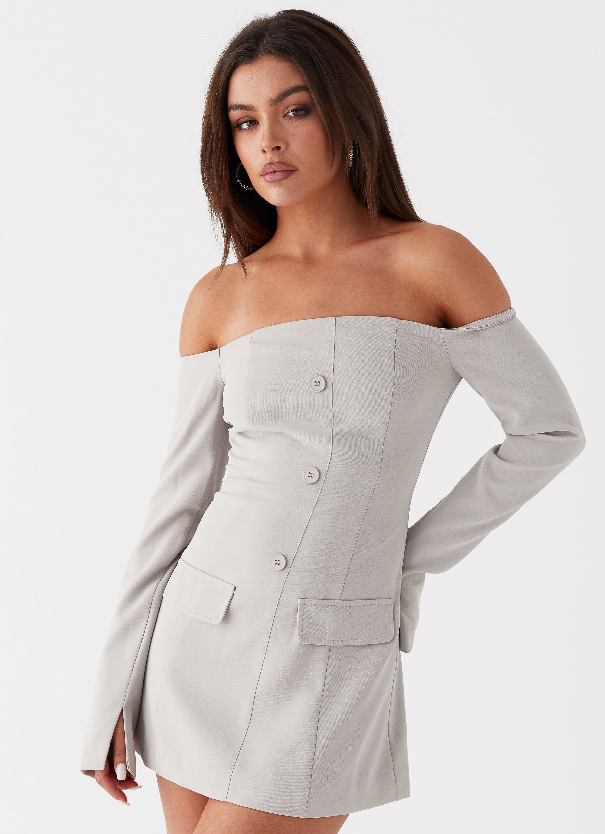 Dominique Blazer Mini Dress - Grey - Image 5