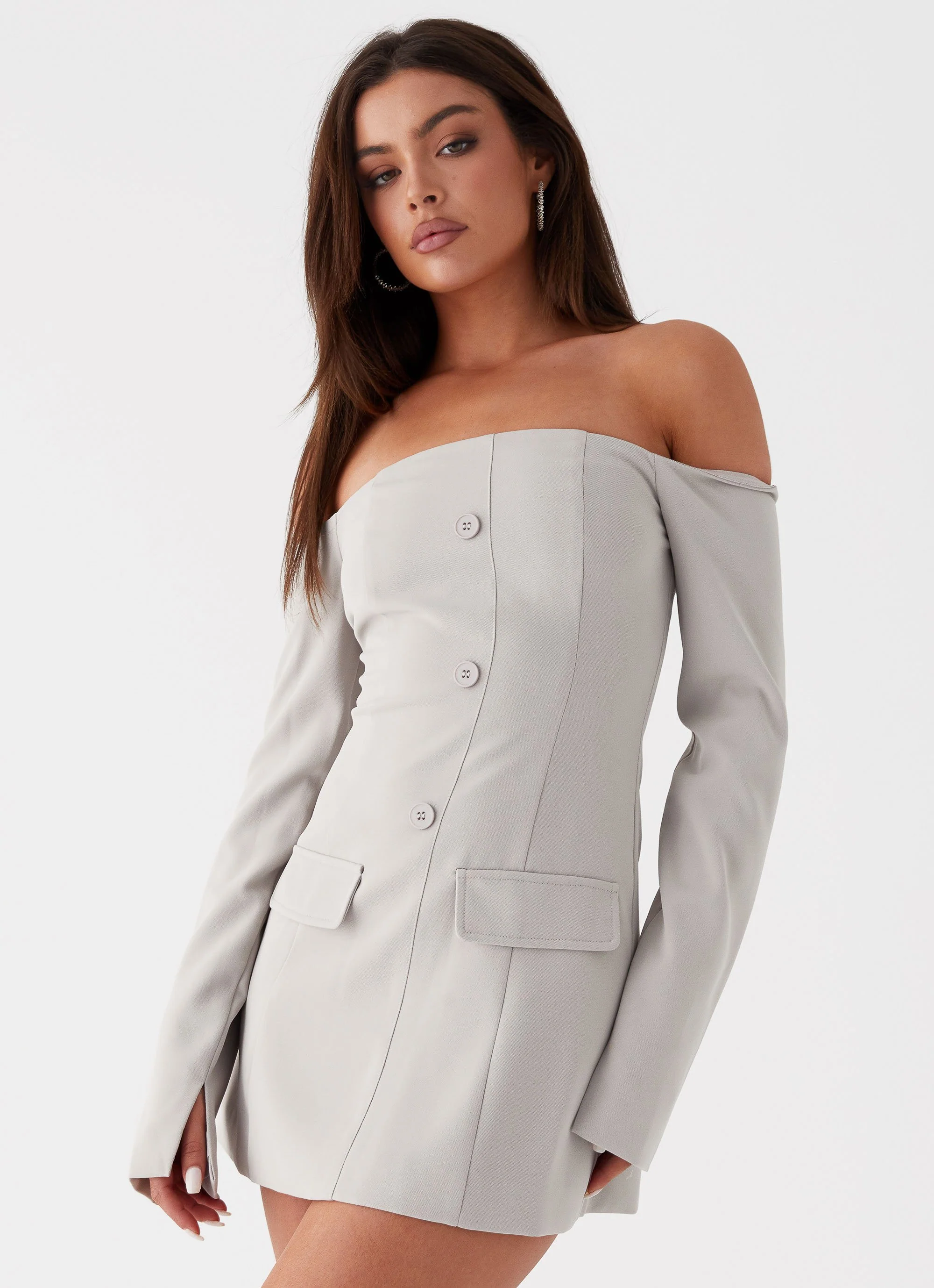 Dominique Blazer Mini Dress - Grey - Image 6