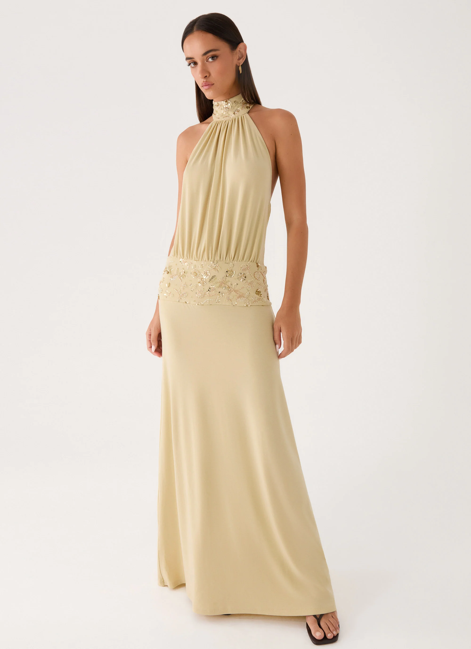 Donyale Halter Maxi Dress - Pale Olive - Image 5