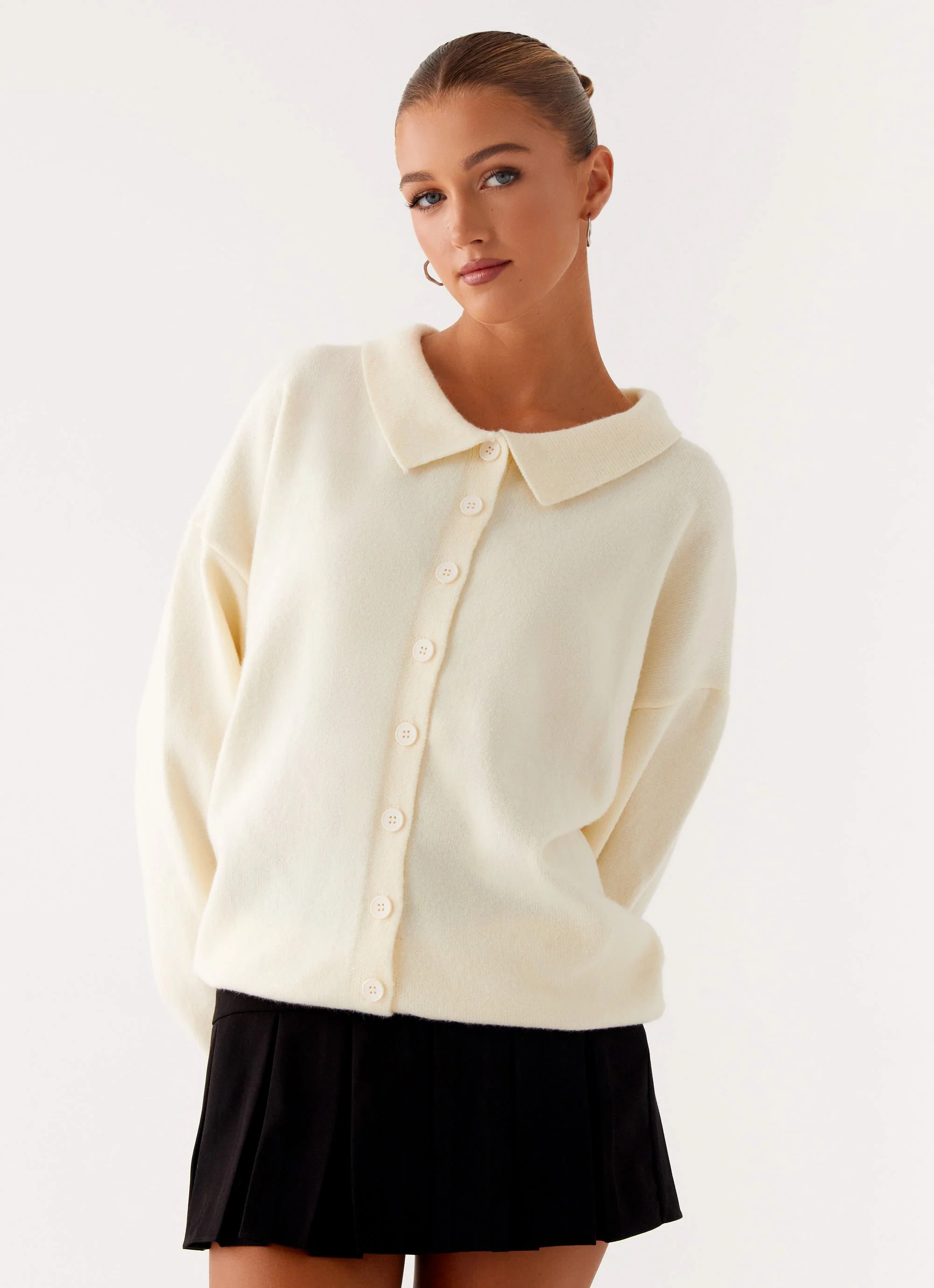 Dorian Button Knit Sweater - Ivory - Image 5