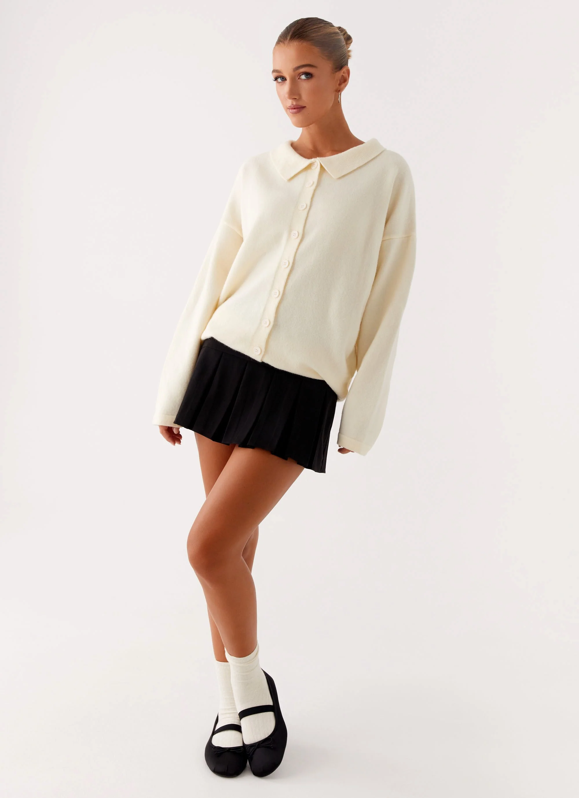 Dorian Button Knit Sweater - Ivory - Image 6