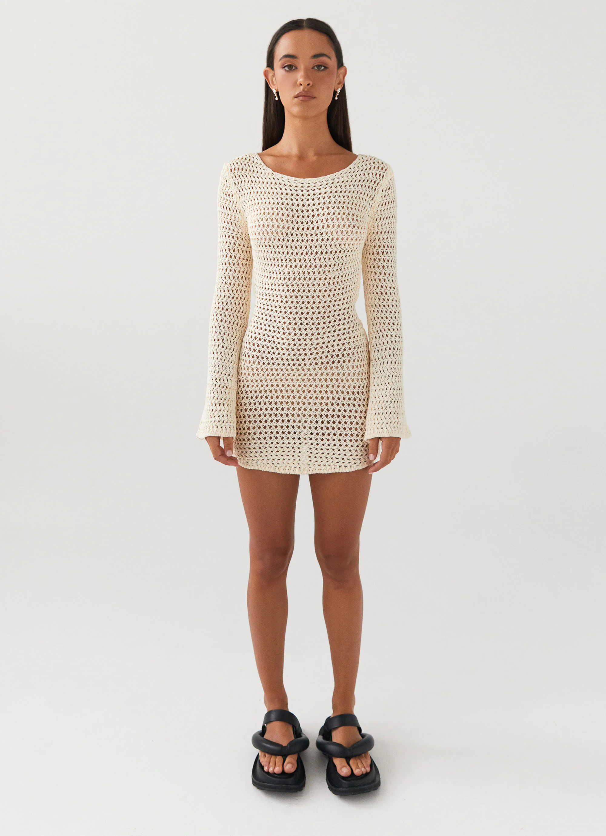 Down For The Ride Crochet Mini Dress - Ivory - Image 3