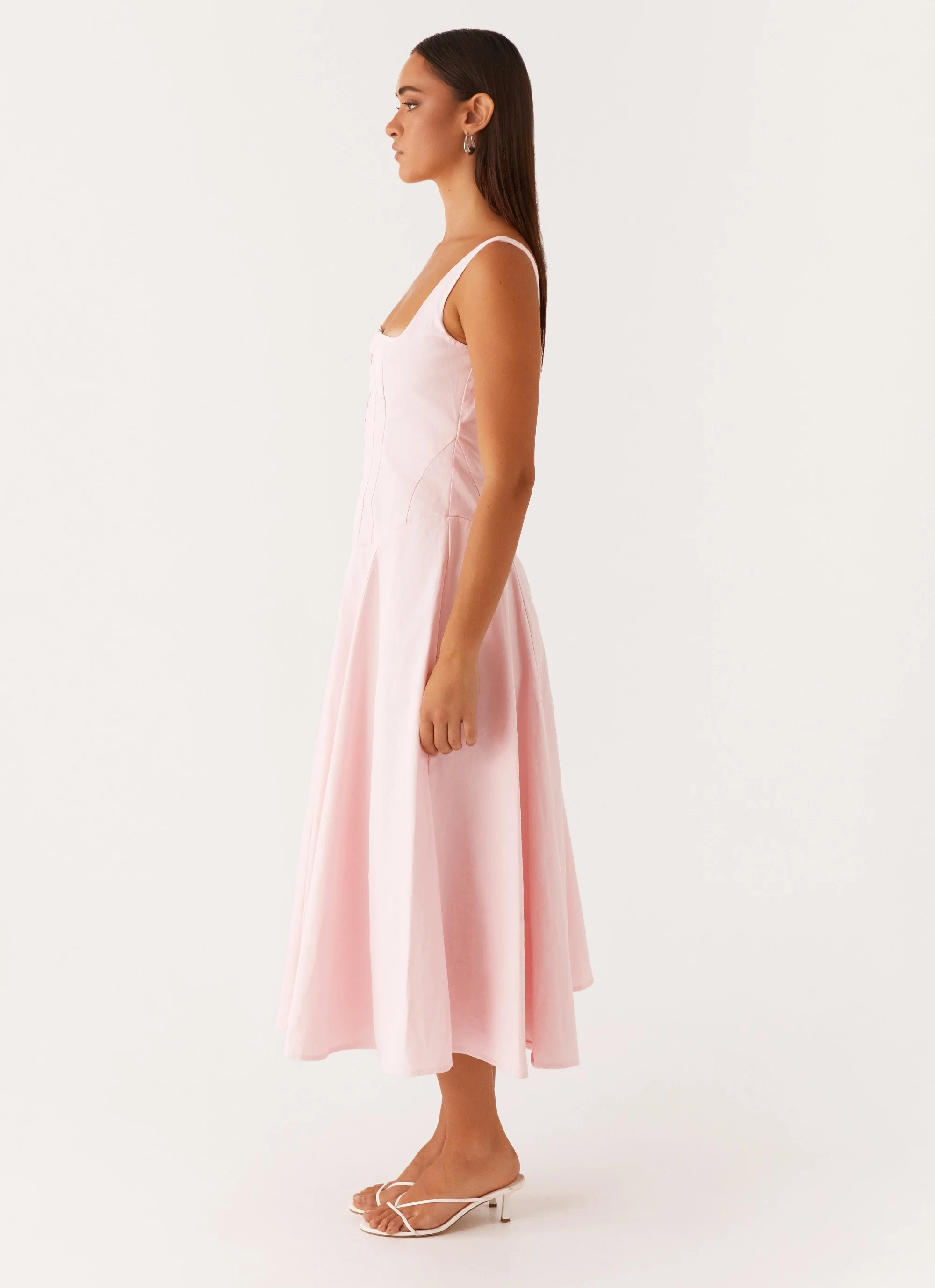Ebony Midi Dress - Pastel Pink - Image 3
