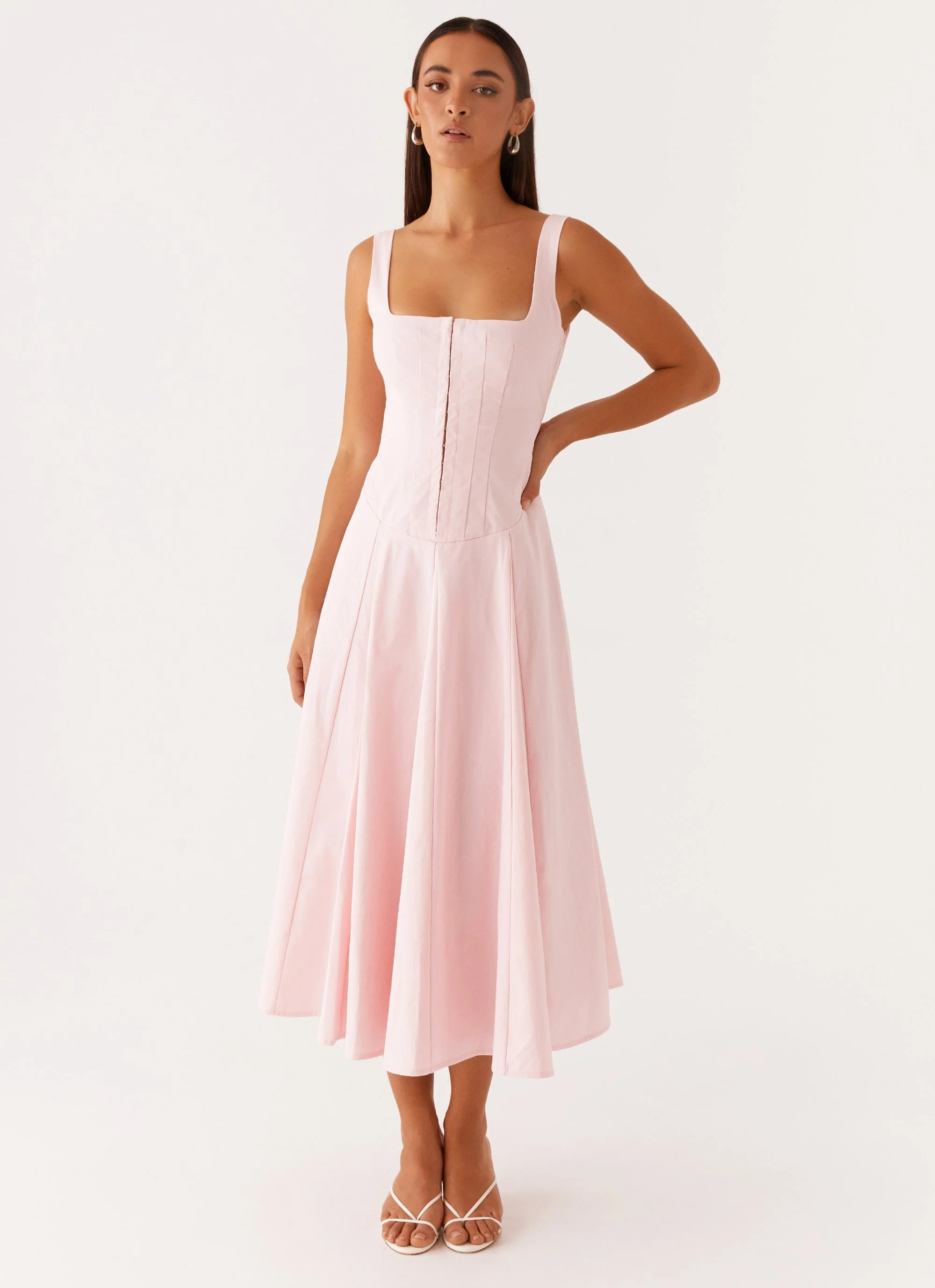 Ebony Midi Dress - Pastel Pink - Image 6