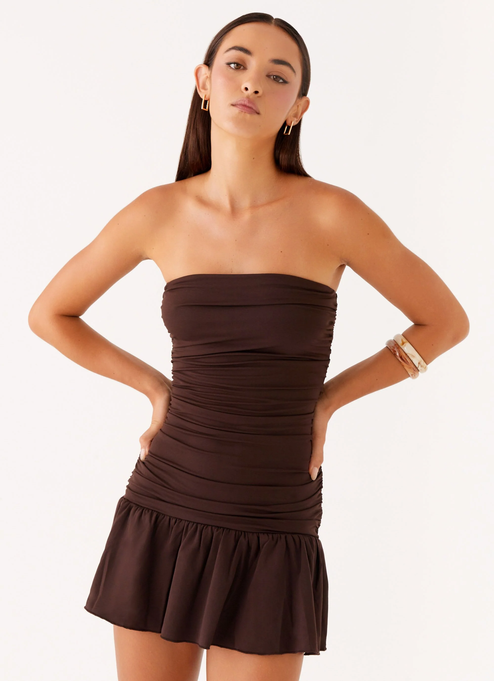 Eclair Mini Dress - Chocolate - Image 5