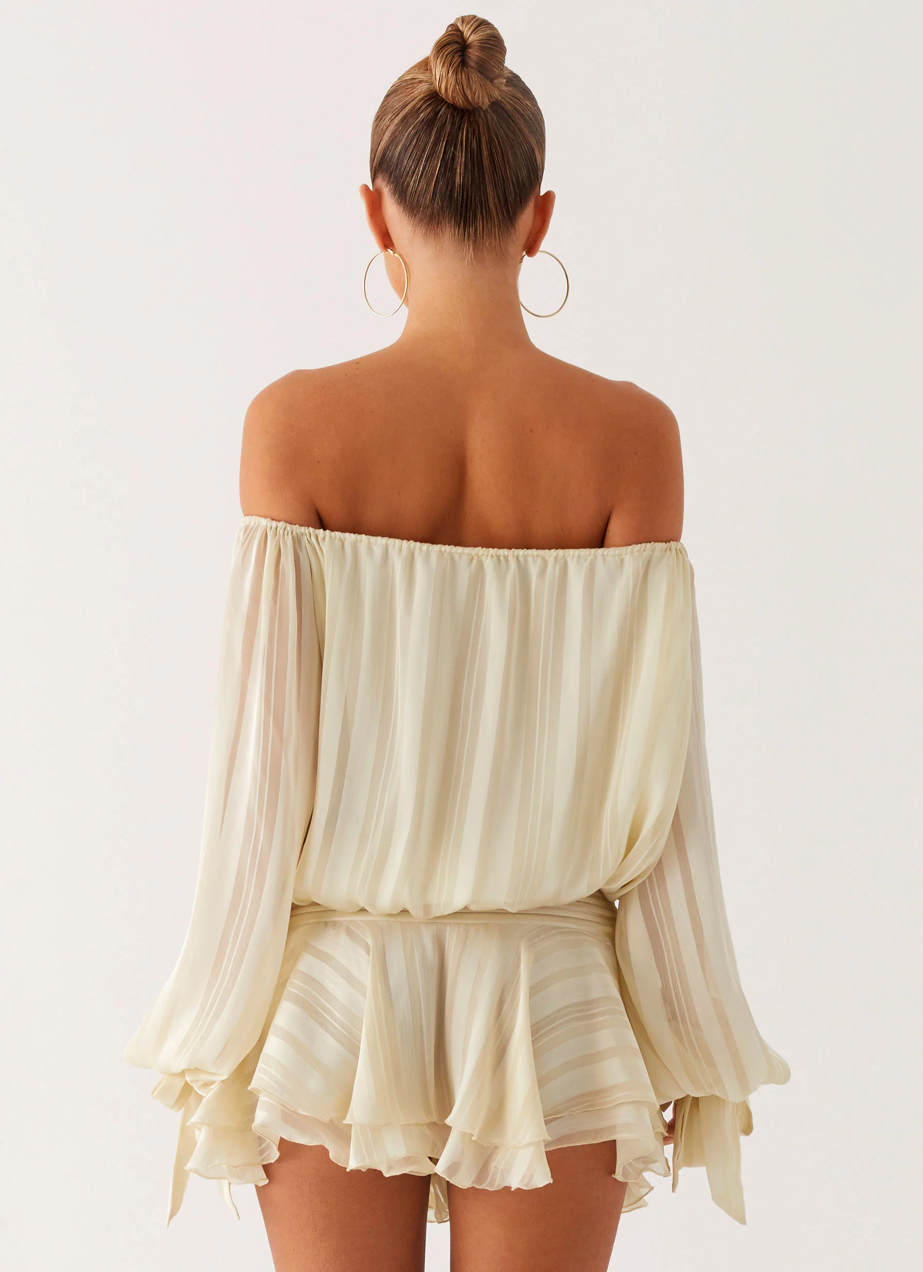 Eira Balloon Sleeve Mini Dress - Ivory - Image 3