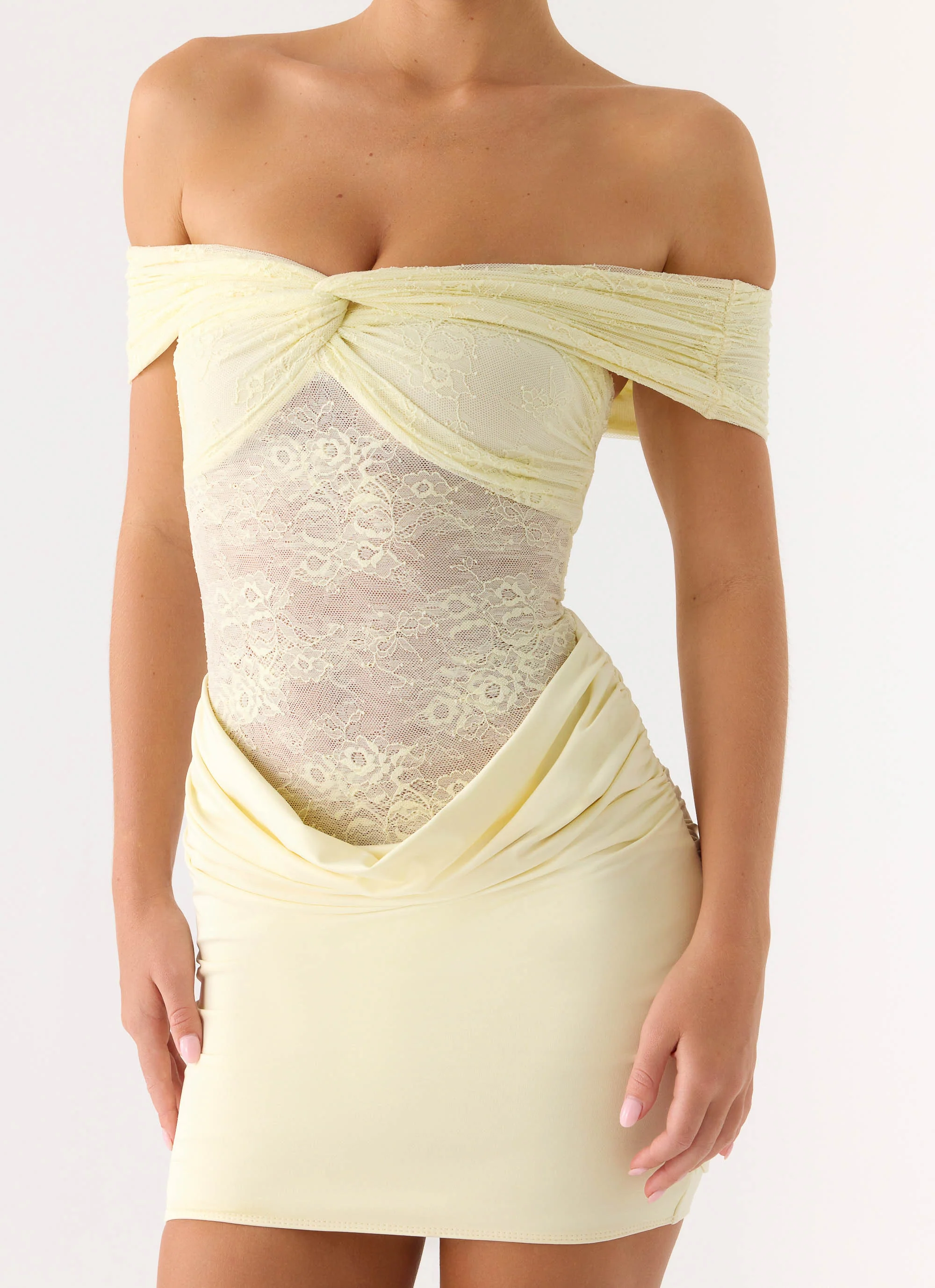 Either Way Off Shoulder Mini Dress - Yellow - Image 5