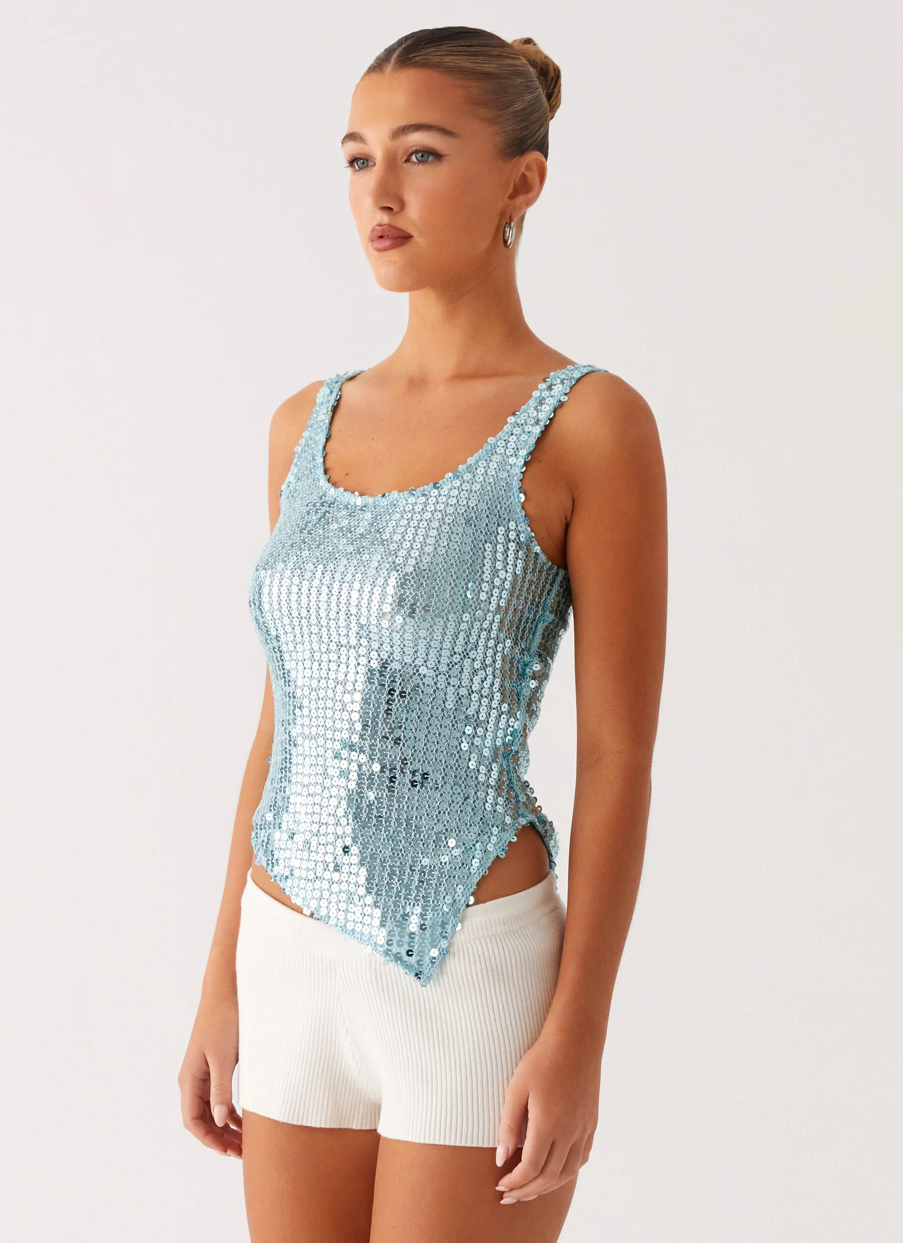Electra Sequin Tank - Turquoise - Image 3