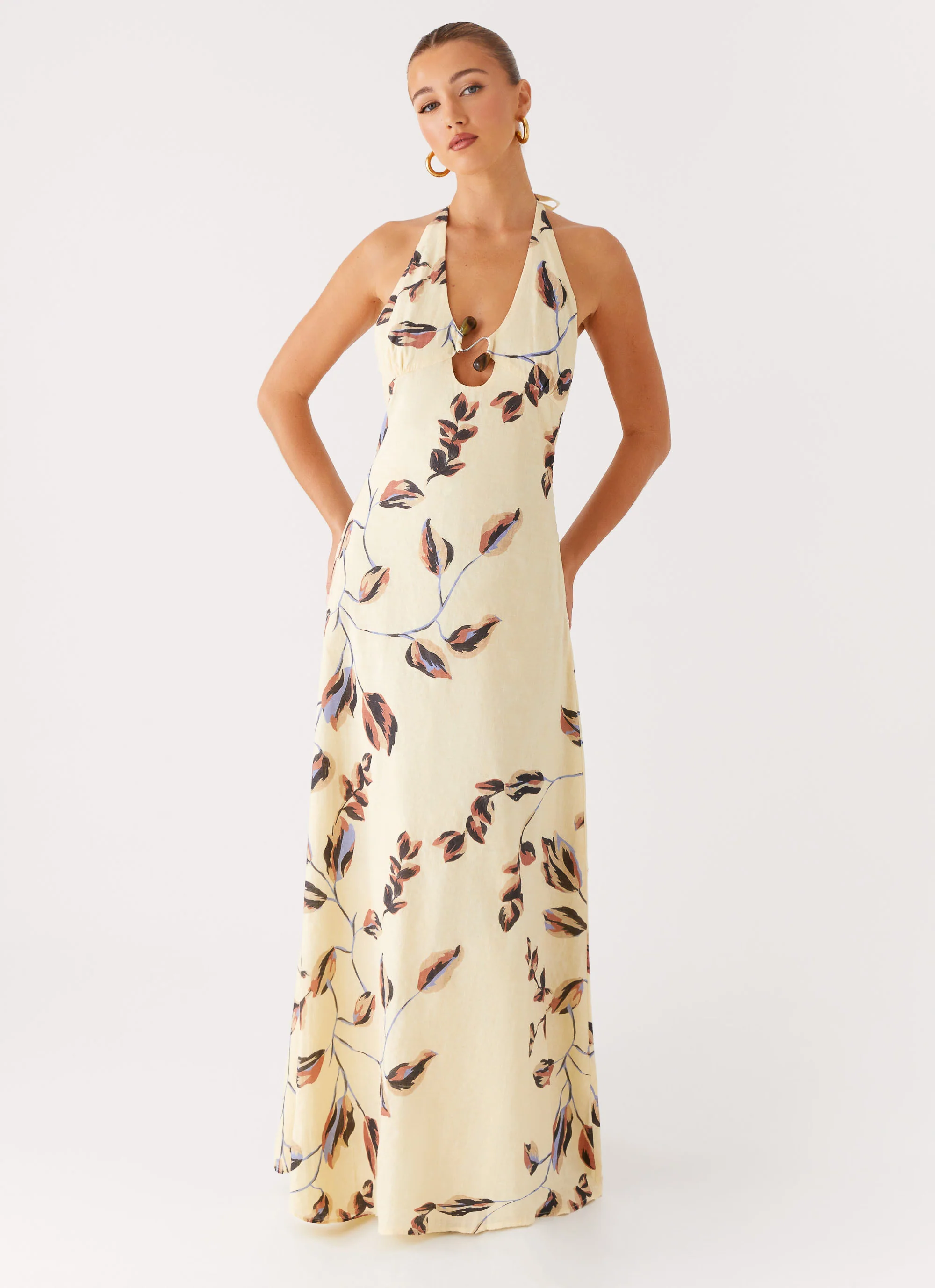 Elvina Halter Neck Maxi Dress - Buttercream Bliss - Image 3