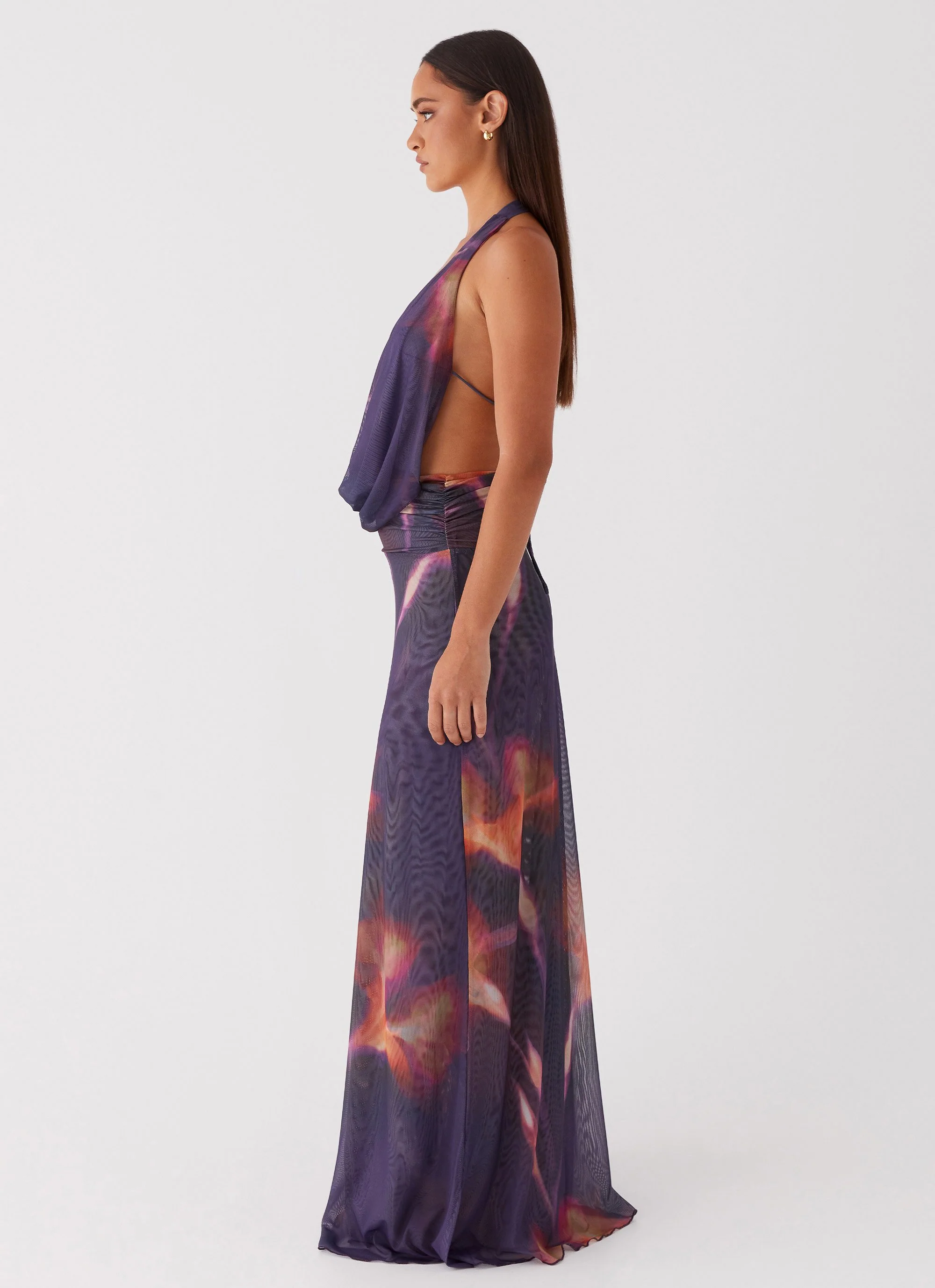 Elysia Mesh Maxi Dress - Midnight Bloom - Image 3