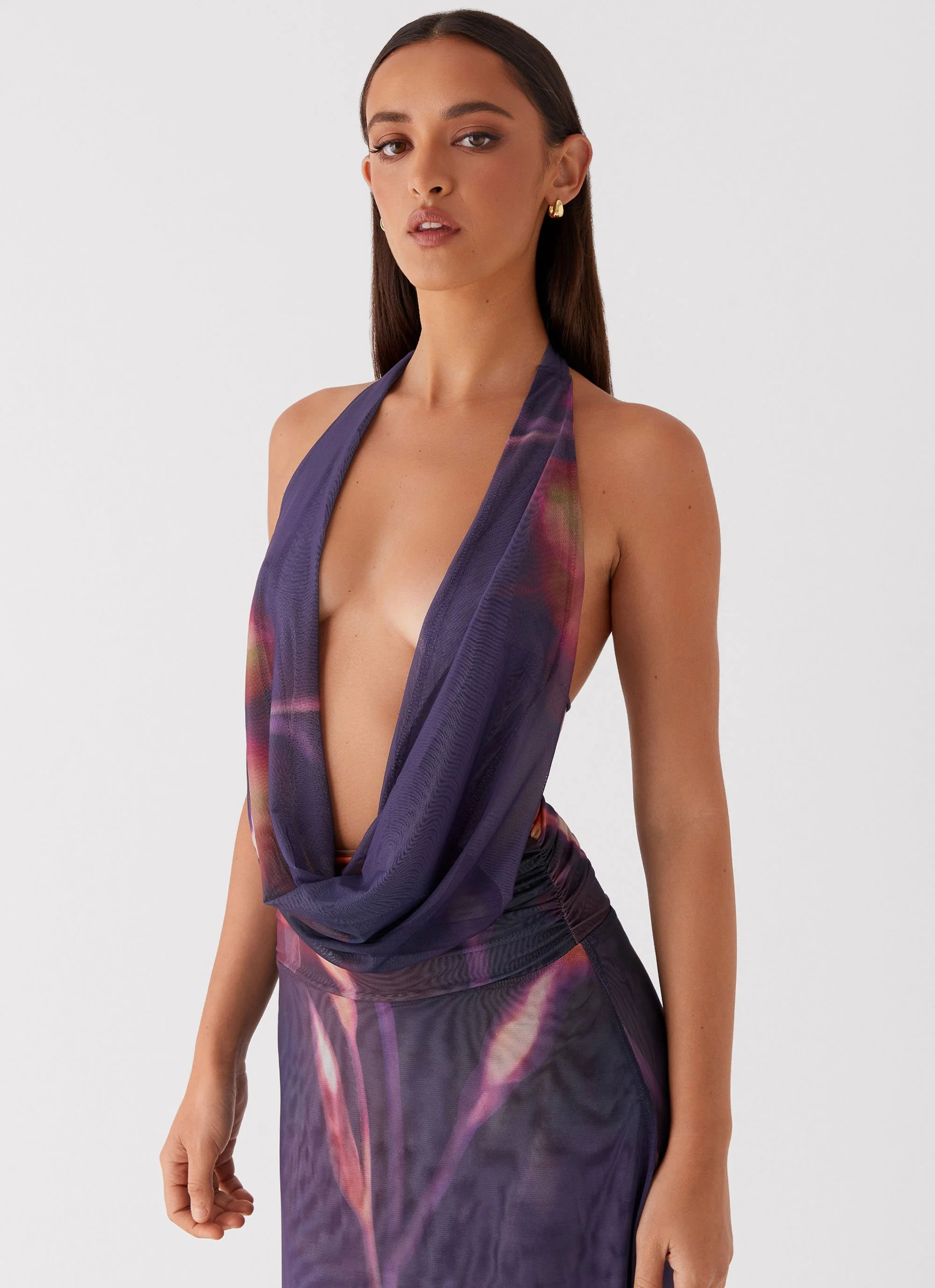 Elysia Mesh Maxi Dress - Midnight Bloom - Image 6