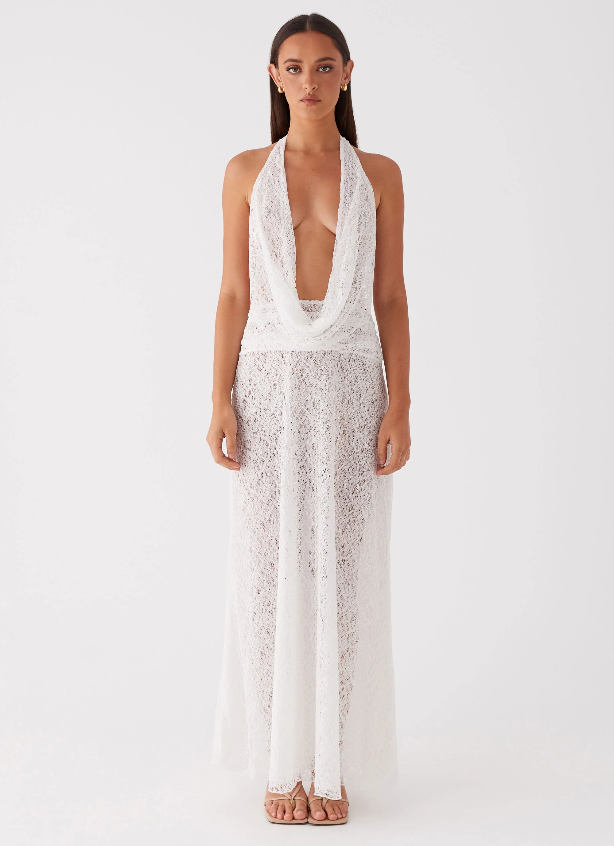 Elysia Lace Maxi Dress - White - Image 3