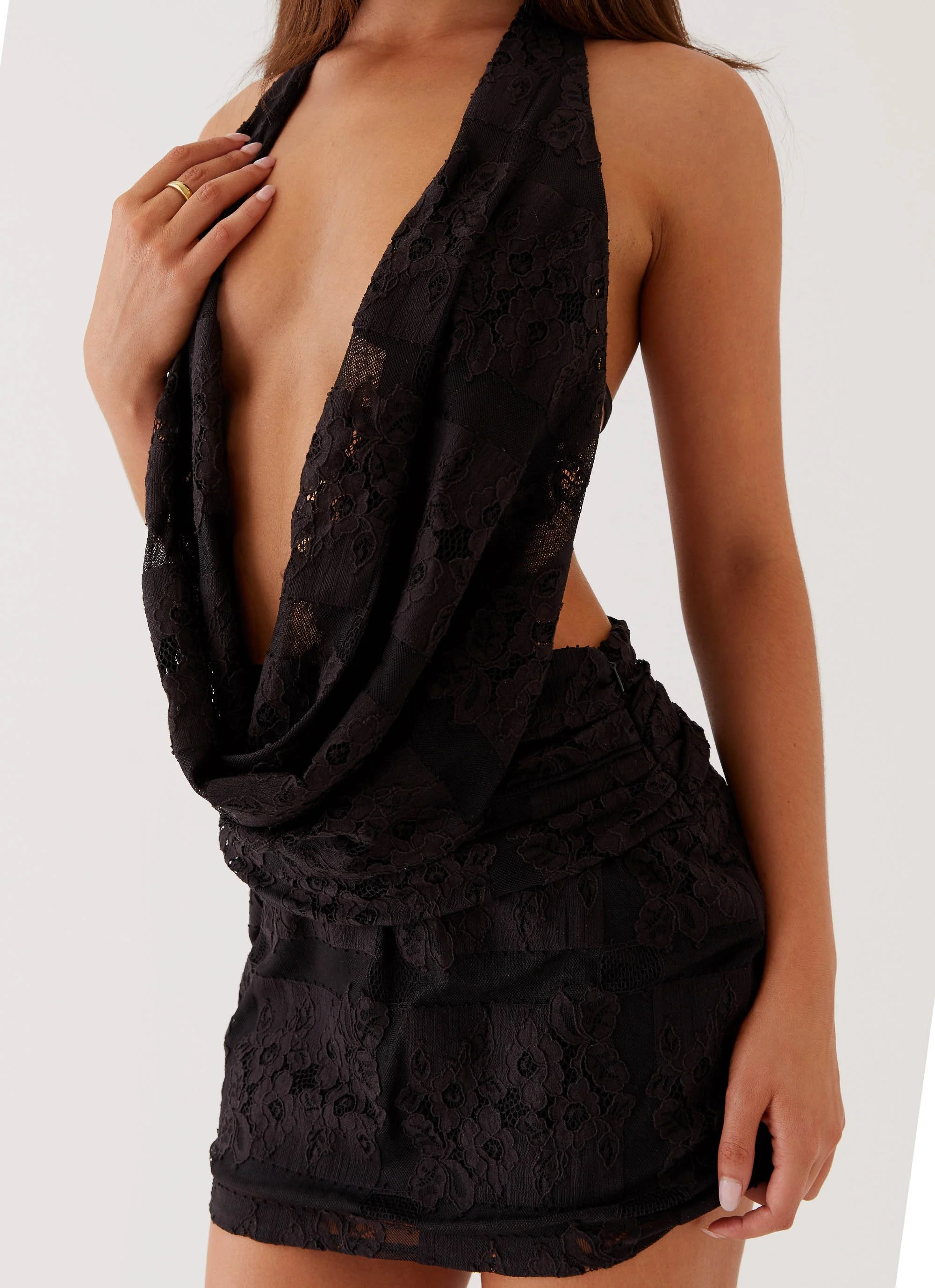 Elysia Lace Mini Dress - Black - Image 5