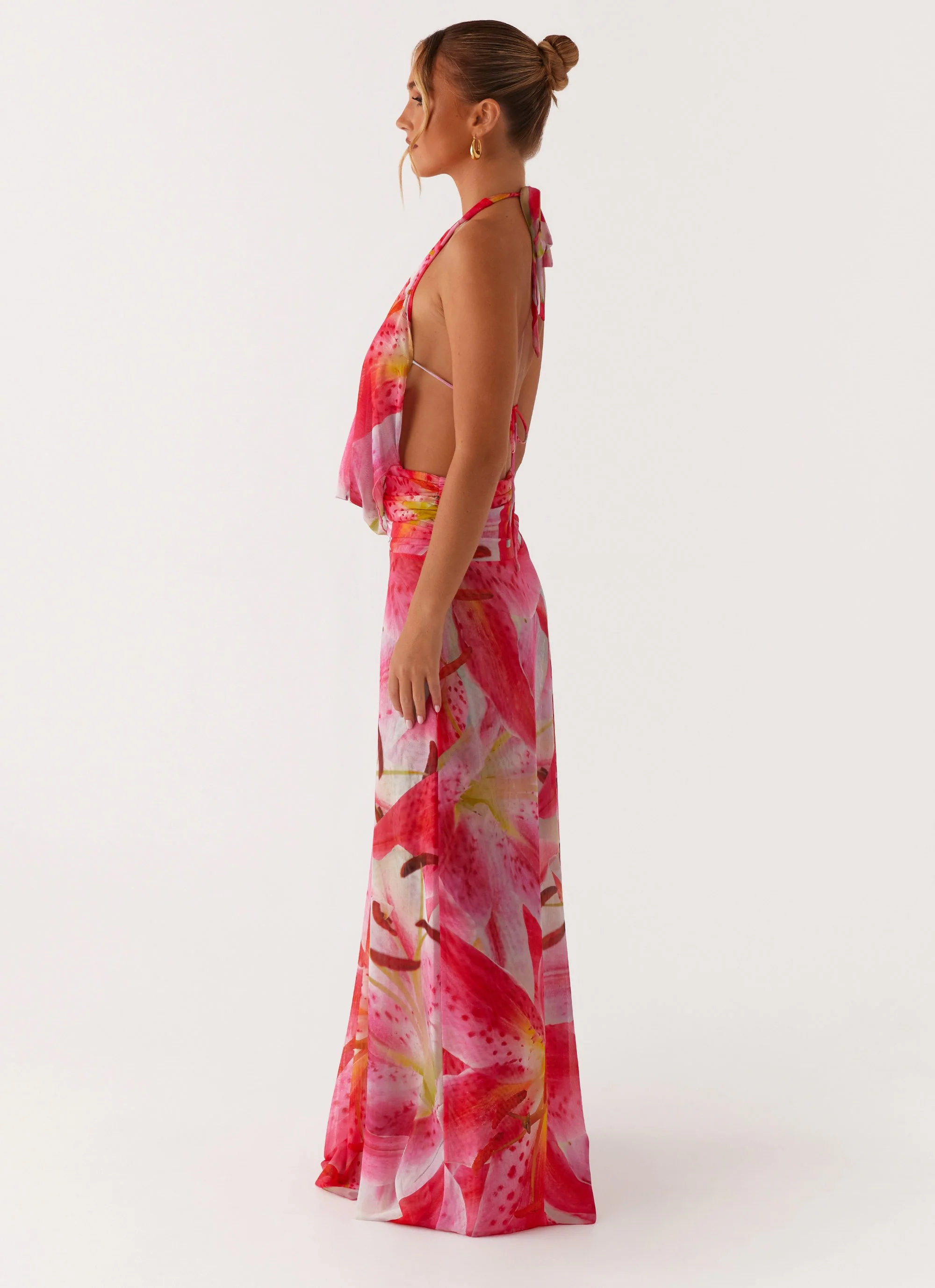 Elysia Mesh Maxi Dress - White Pink Lilly - Image 4