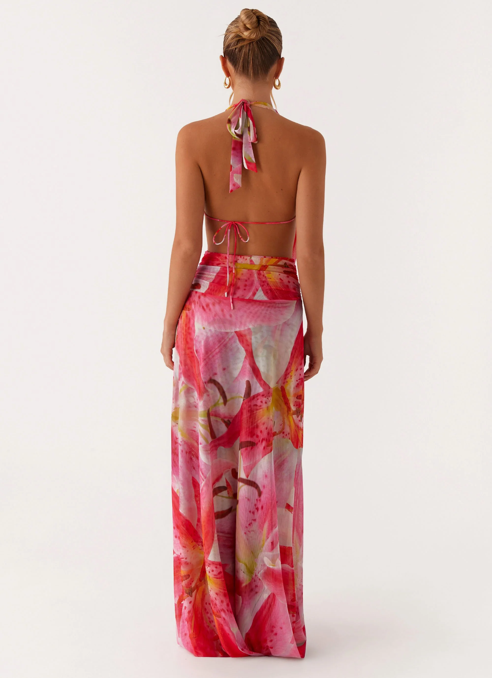 Elysia Mesh Maxi Dress - White Pink Lilly - Image 5
