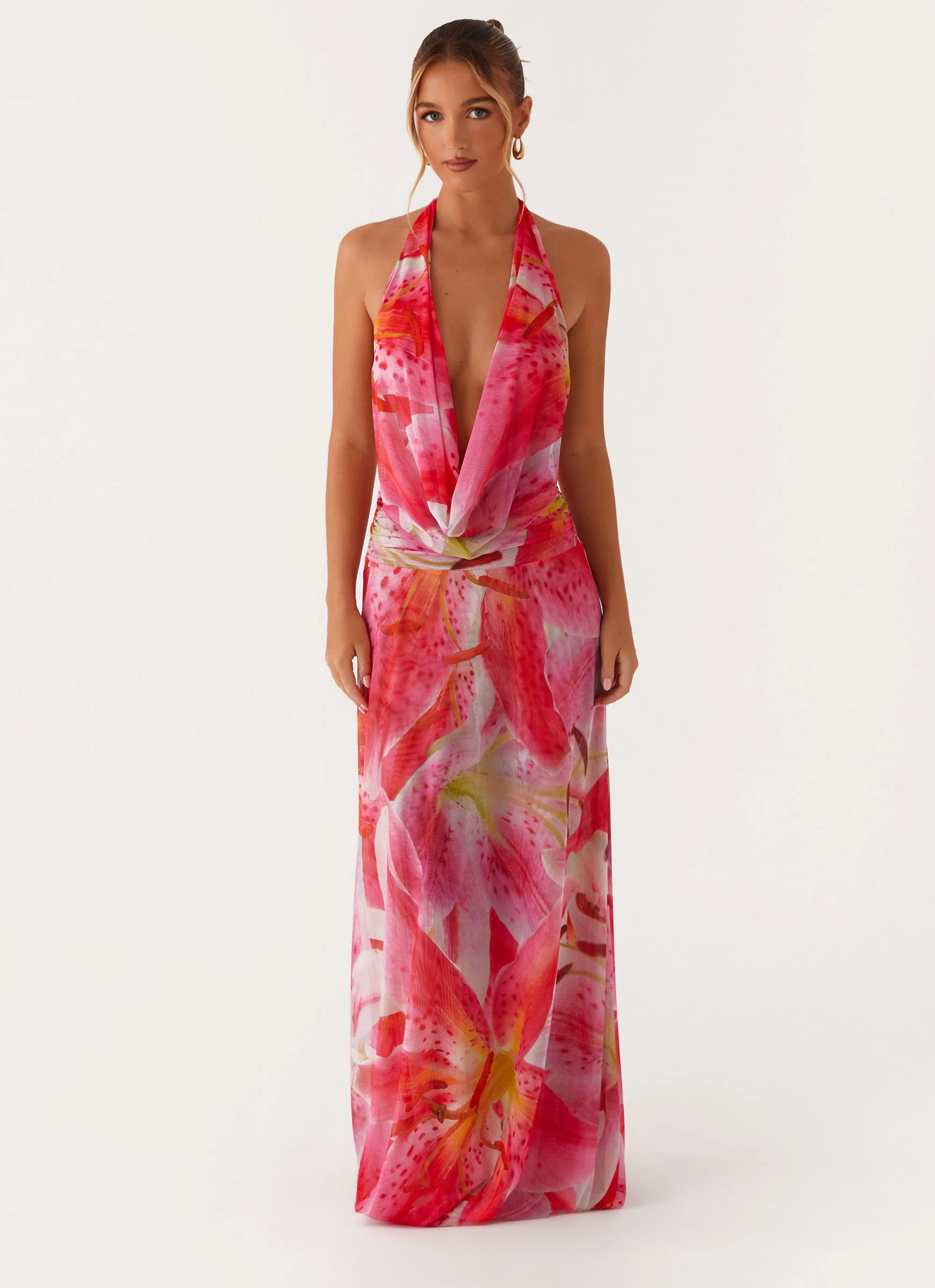 Elysia Mesh Maxi Dress - White Pink Lilly - Image 6