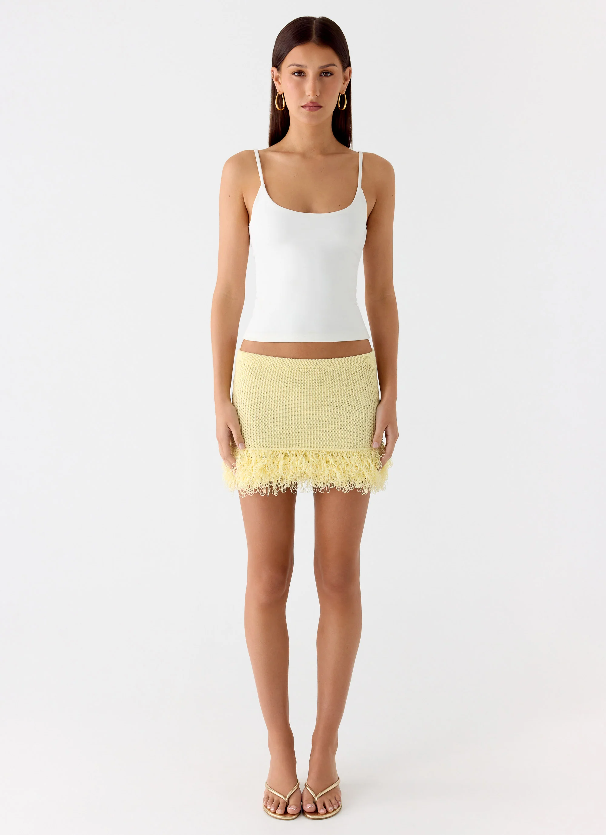 Elyssa Knit Mini Skirt - Lemon - Image 4