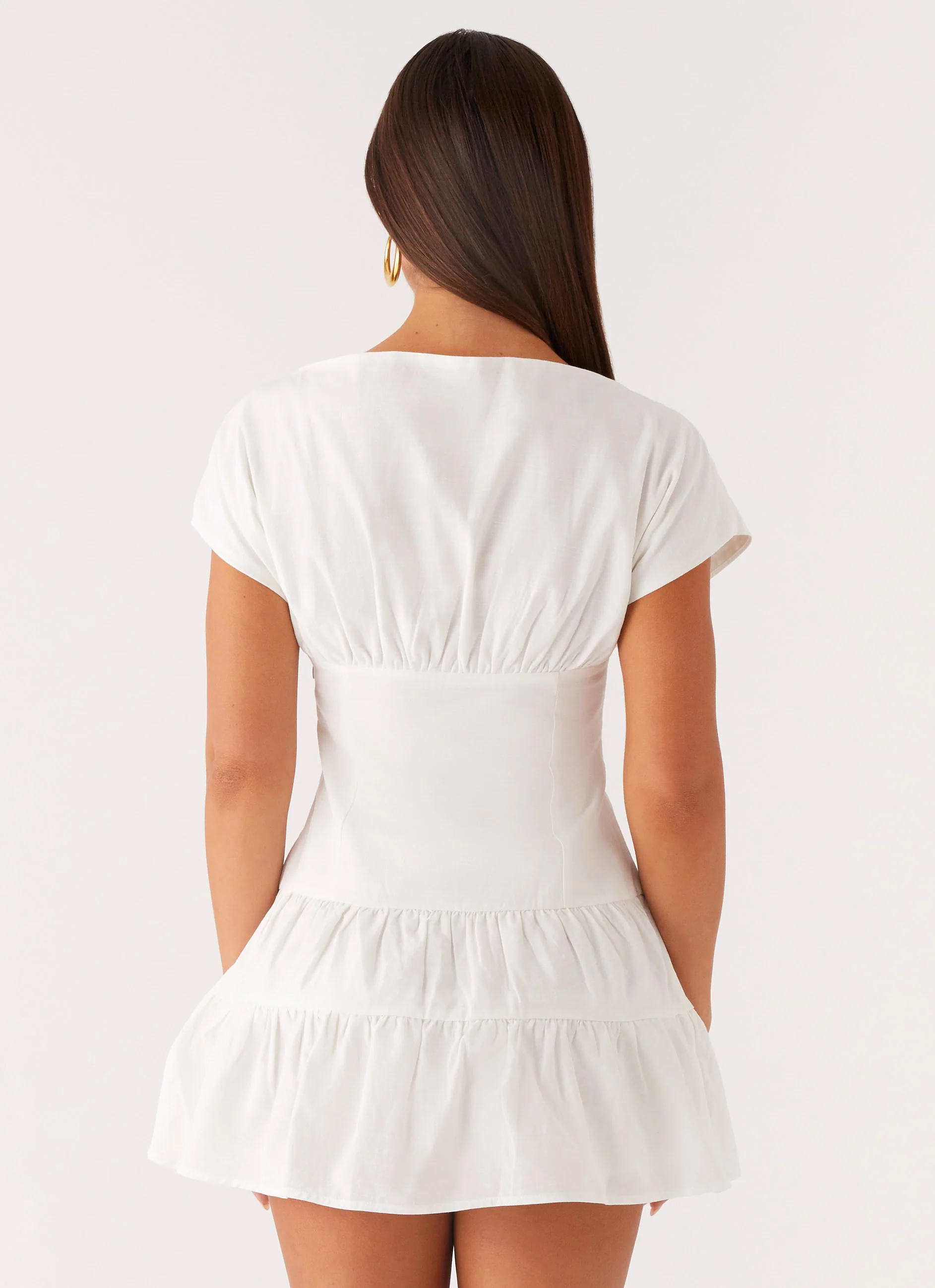 Ember Haze Boat Neck Mini Dress - Off White - Image 4