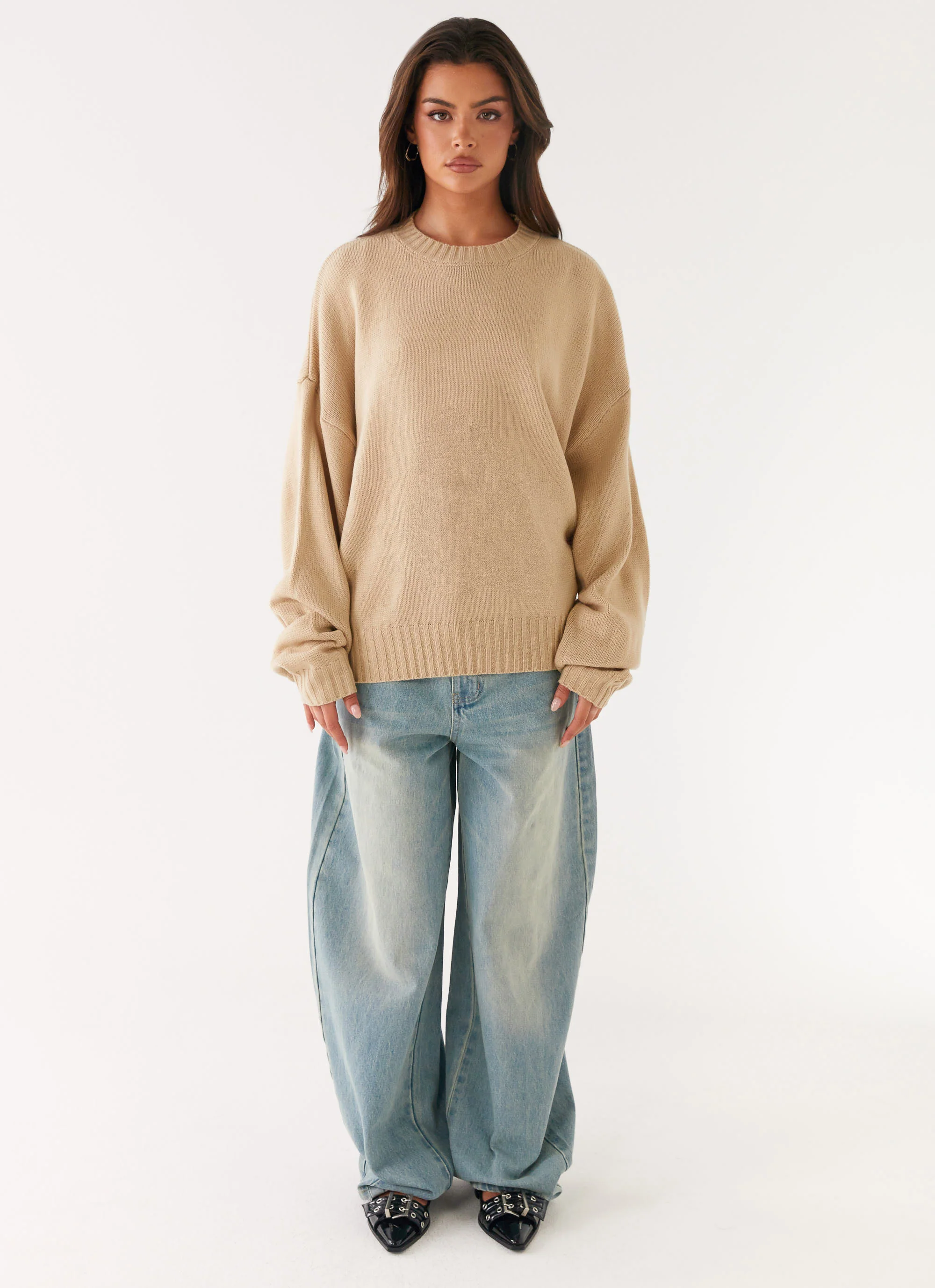 Emma Oversized Sweater - Beige - Image 3