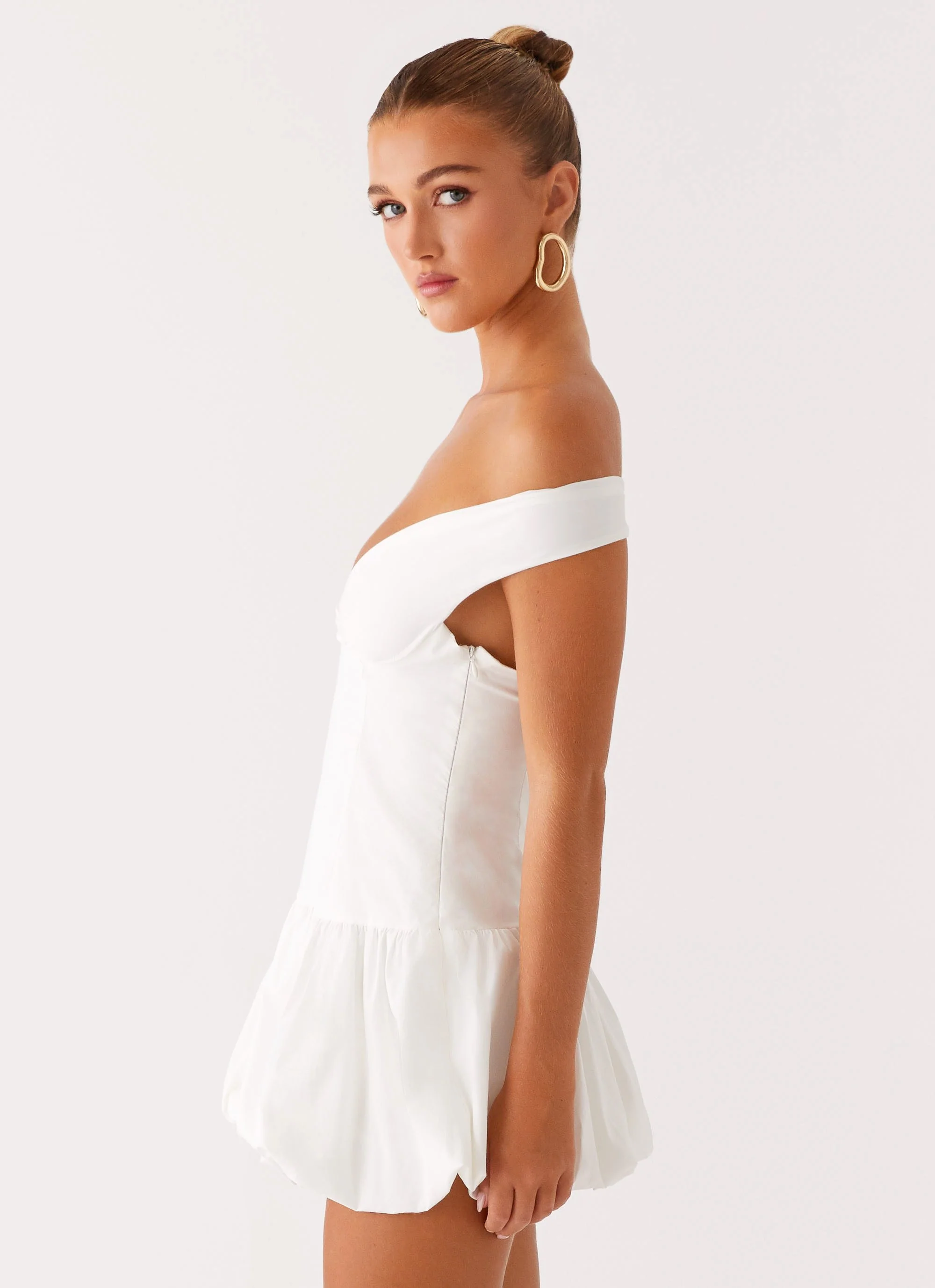 Endless Romance Off Shoulder Mini Dress - White - Image 3