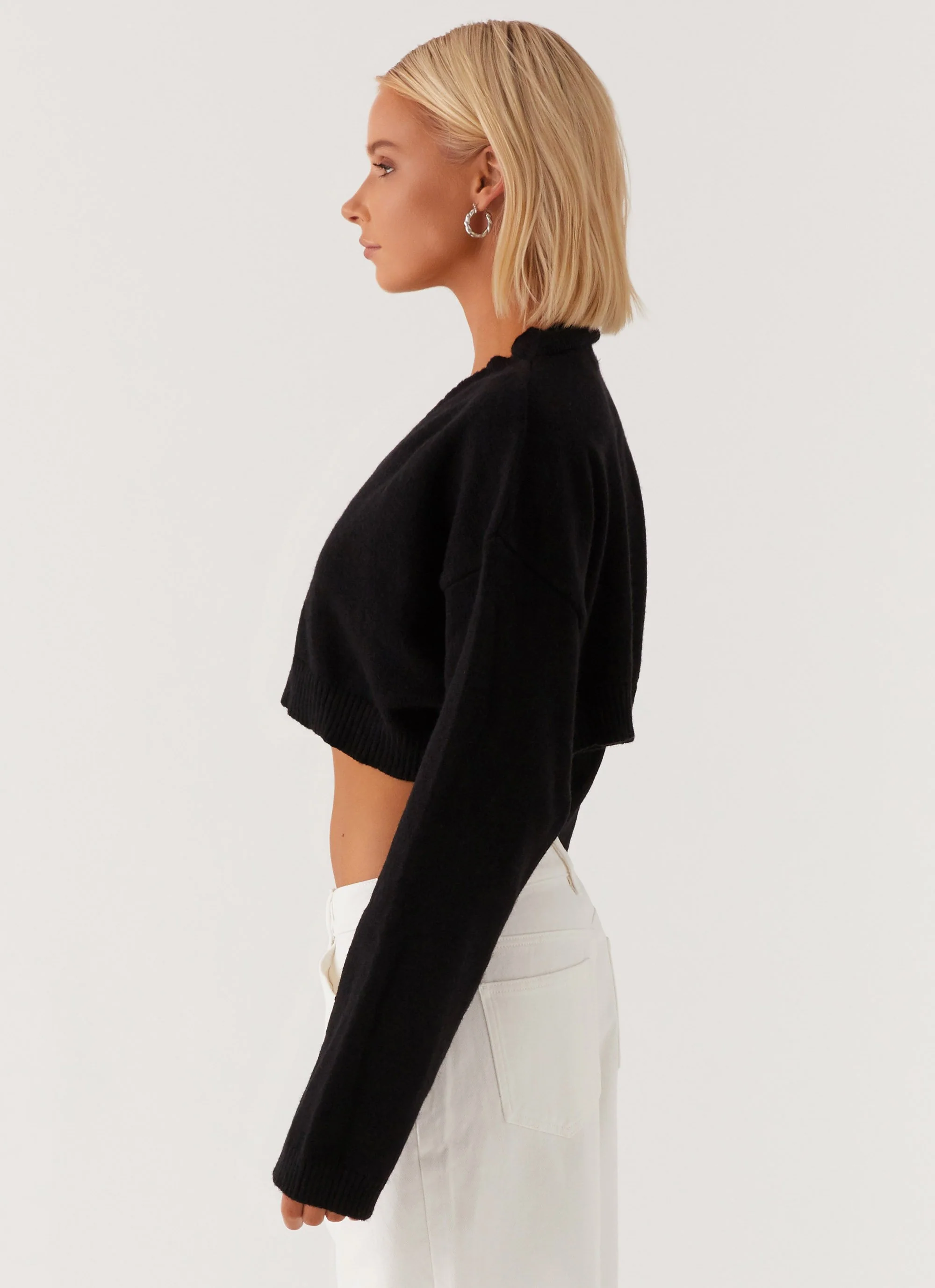 Endlessly Cropped Cardigan - Black - Image 3