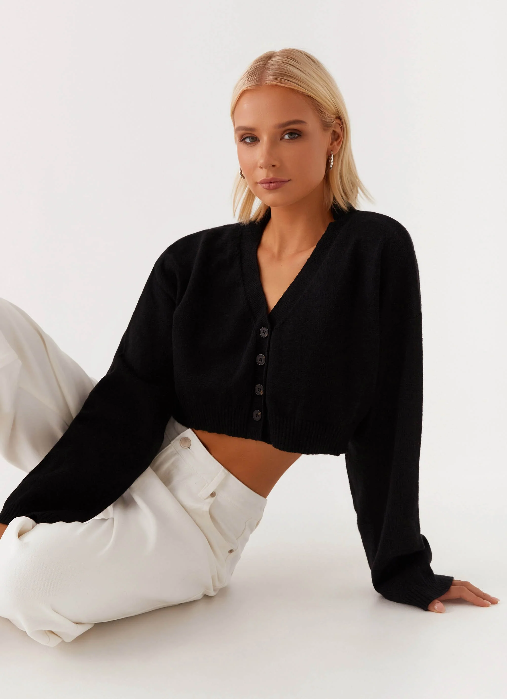 Endlessly Cropped Cardigan - Black - Image 5