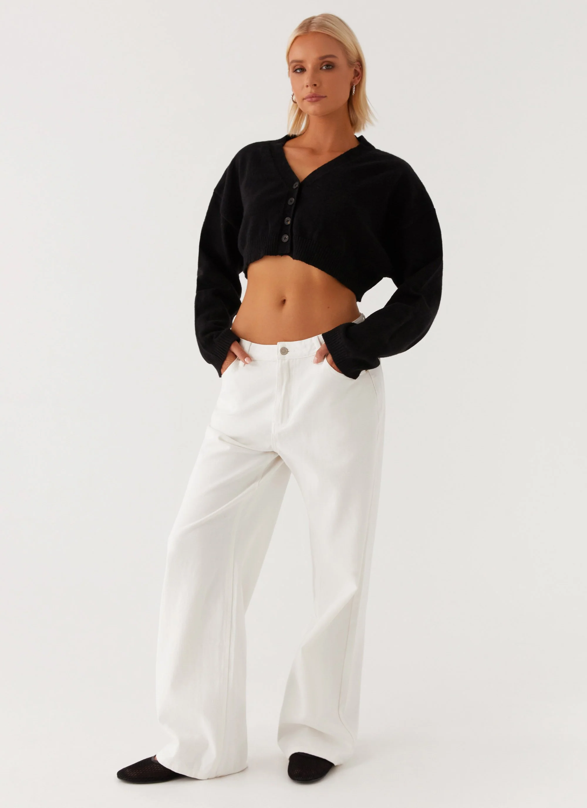 Endlessly Cropped Cardigan - Black - Image 6