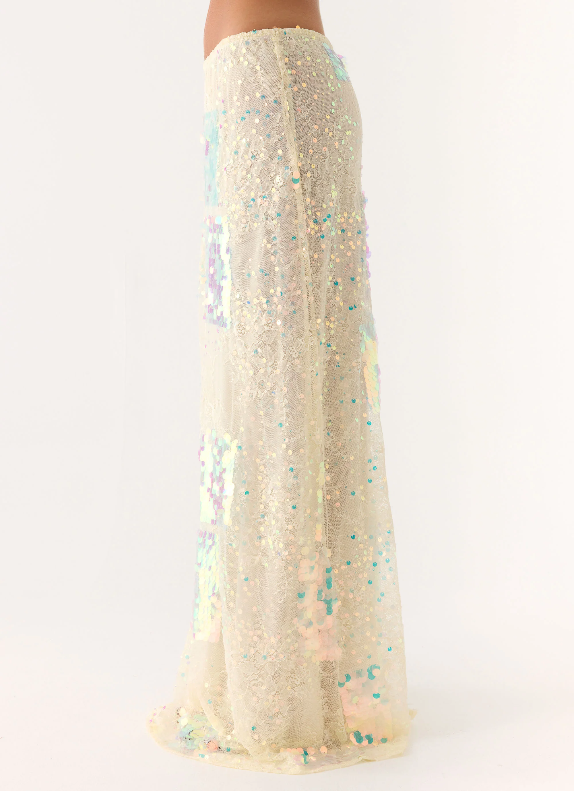 Erinah Sequin Maxi Skirt - Yellow - Image 3
