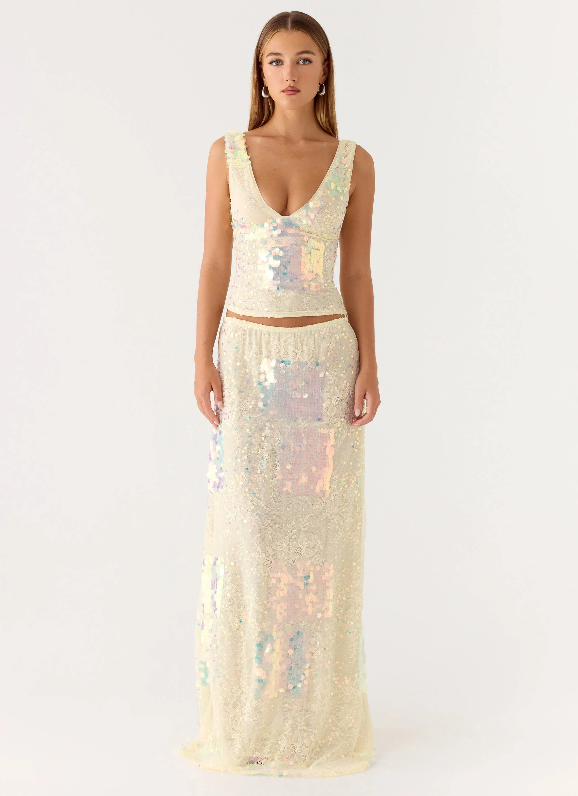 Erinah Sequin Maxi Skirt - Yellow - Image 7