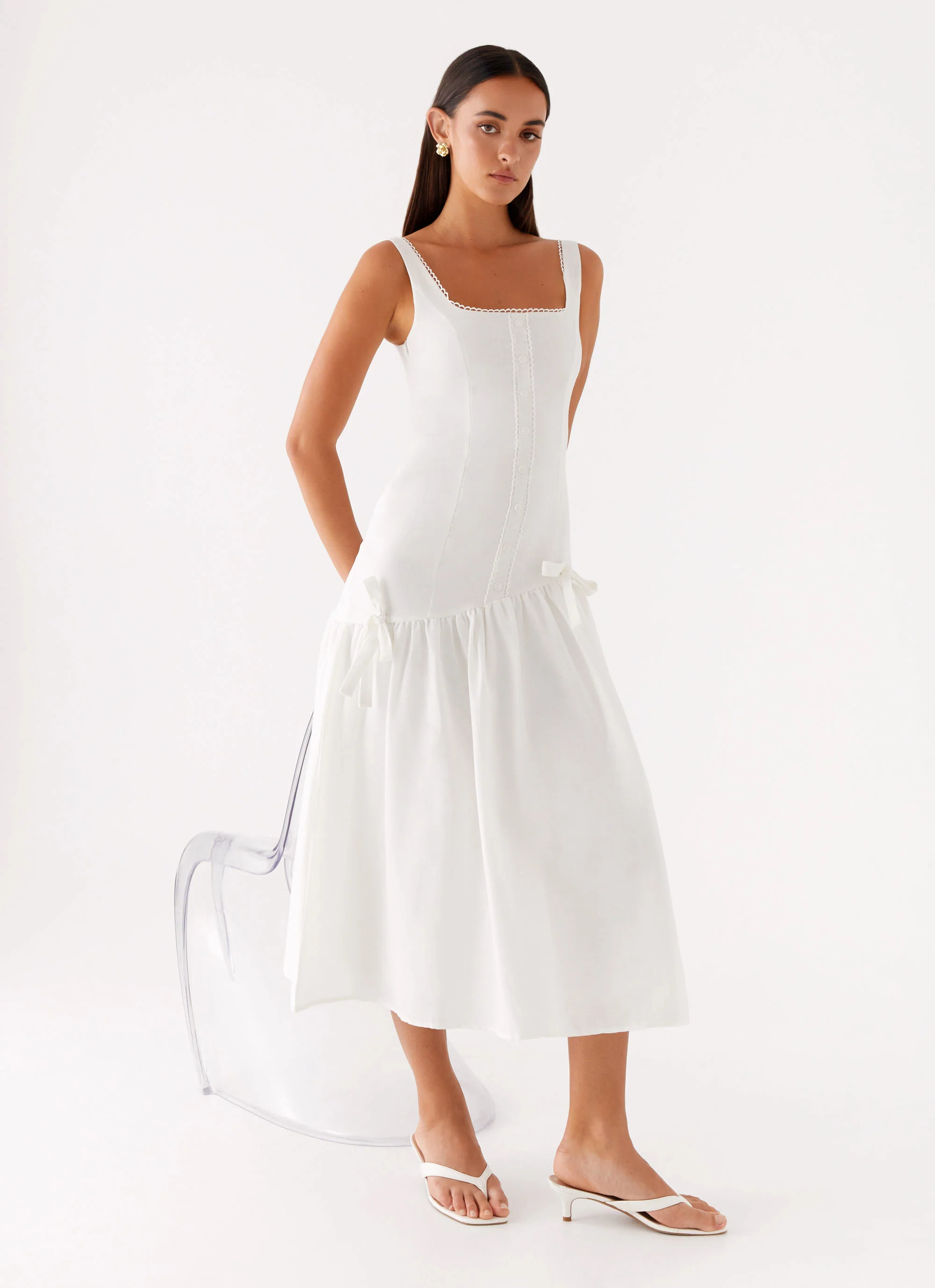Esmerelda Midi Dress - White - Image 6