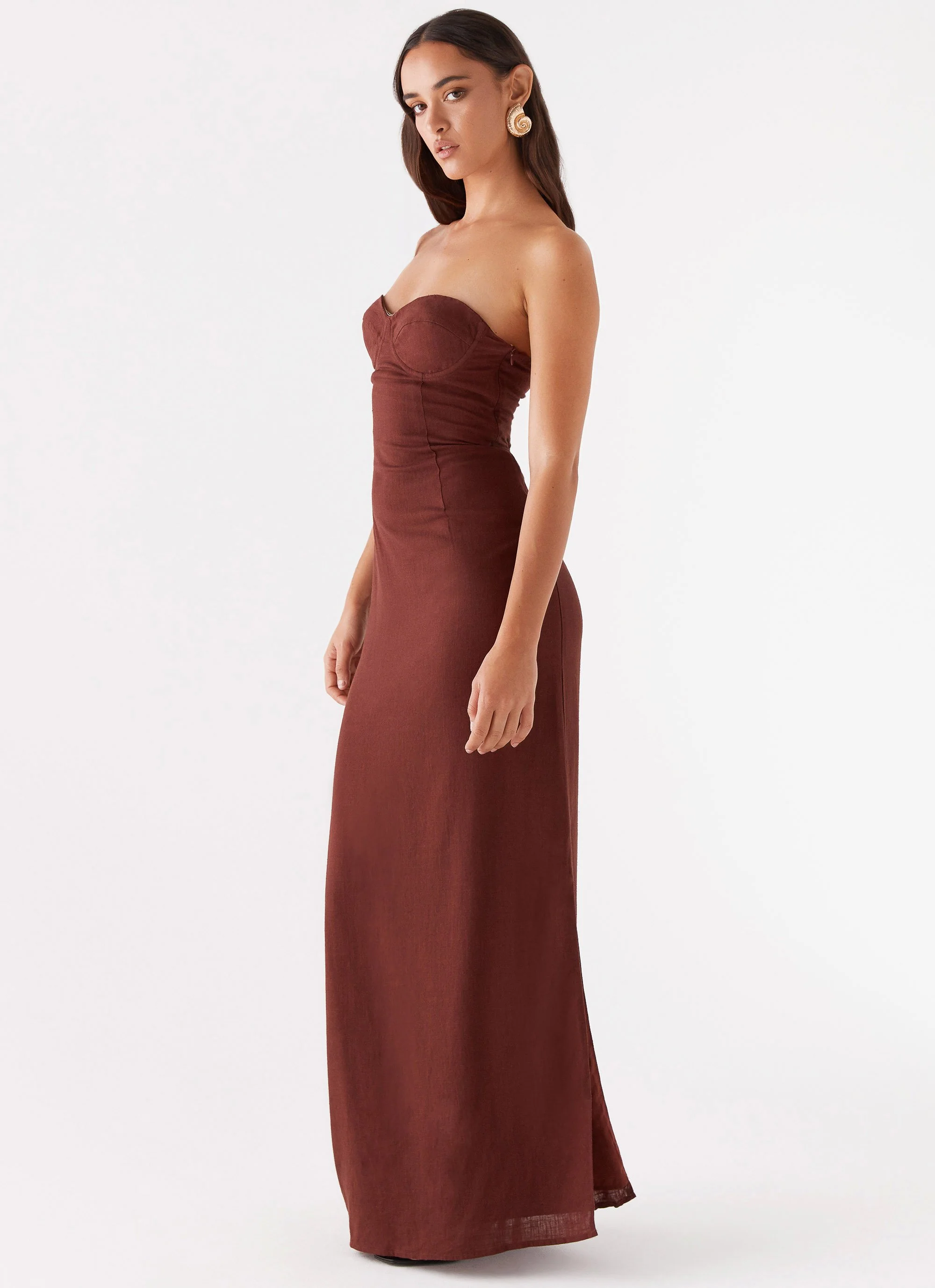 Esra Strapless Maxi Dress - Chocolate - Image 4