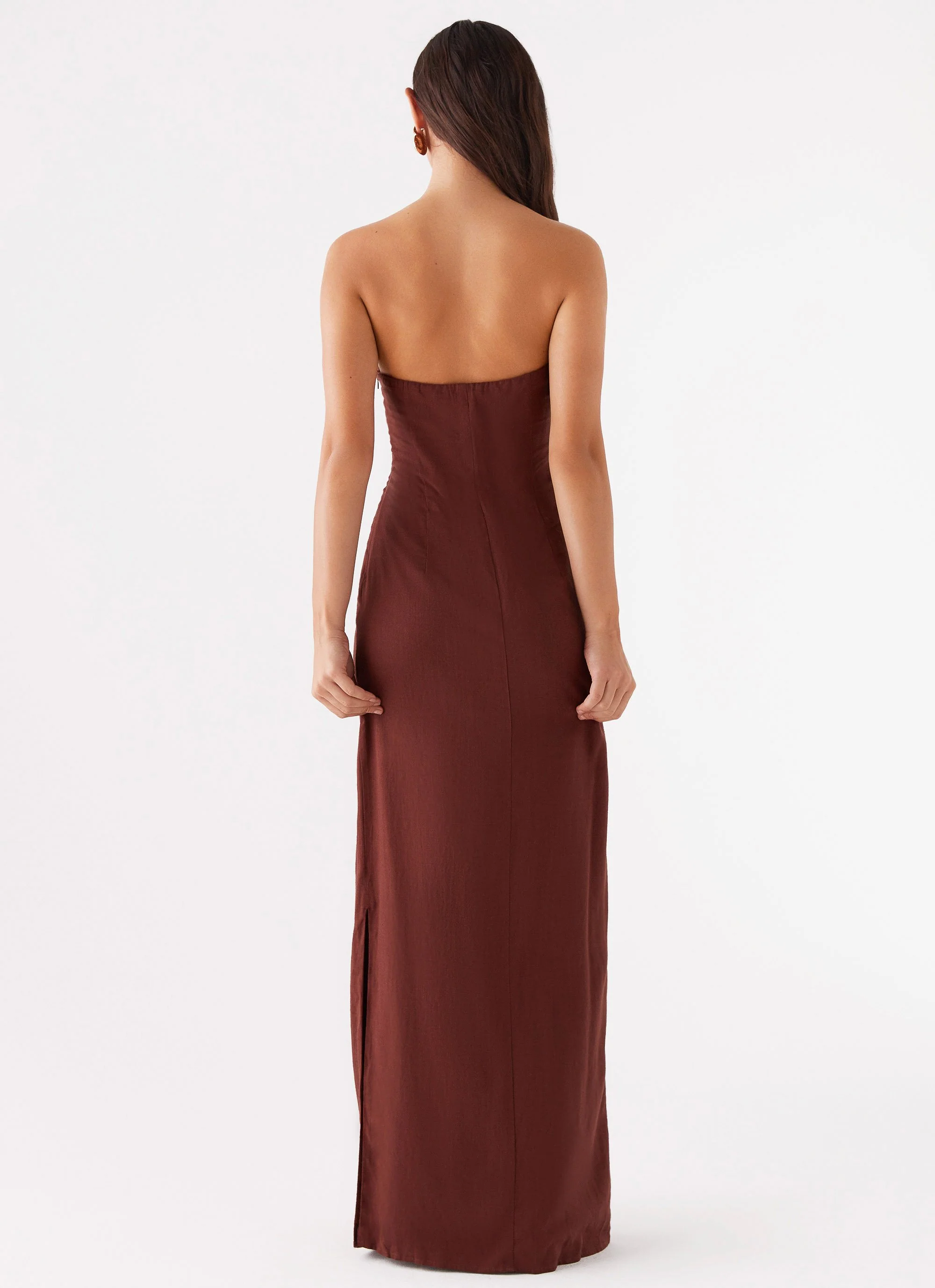 Esra Strapless Maxi Dress - Chocolate - Image 5