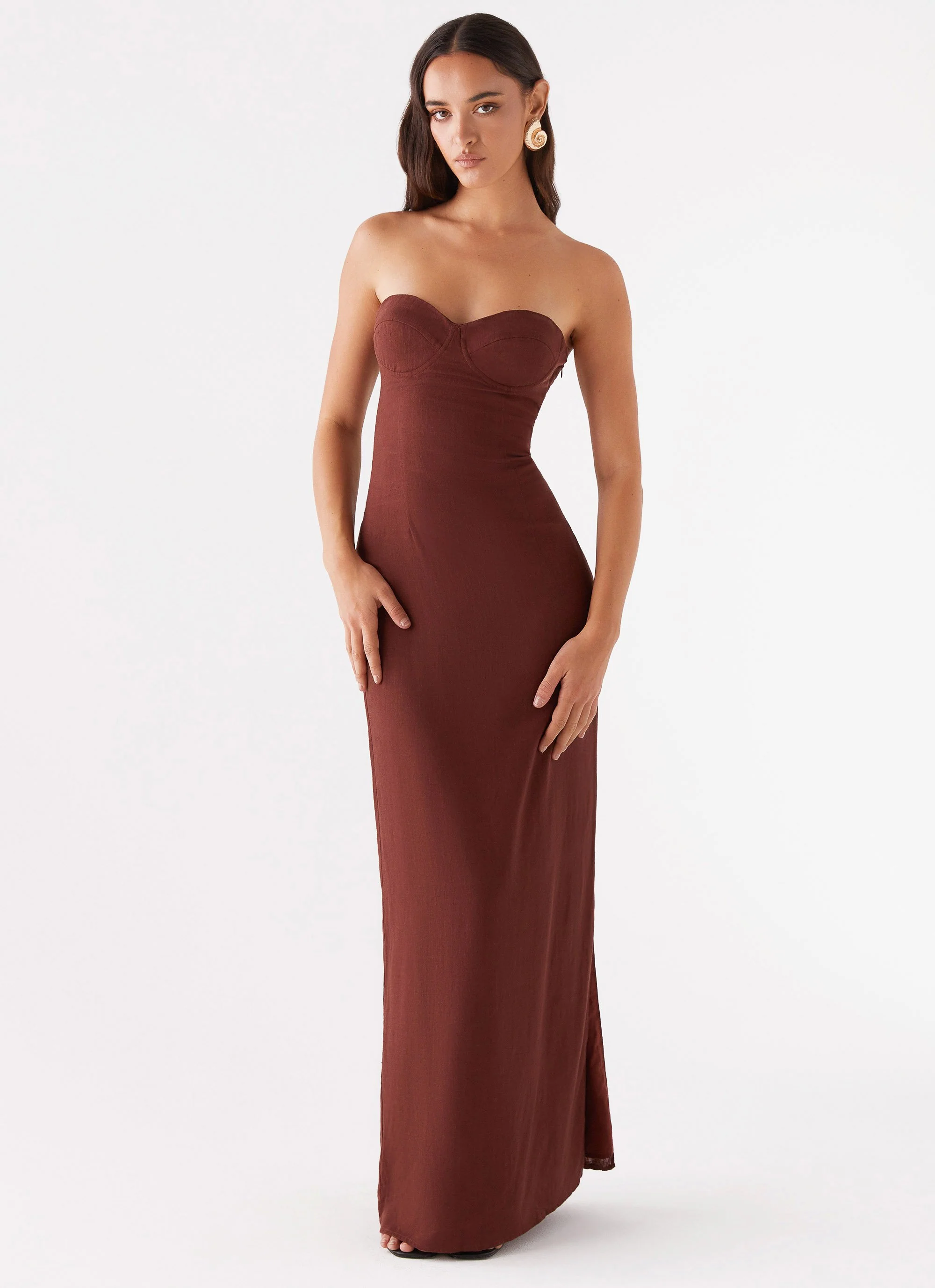 Esra Strapless Maxi Dress - Chocolate - Image 6