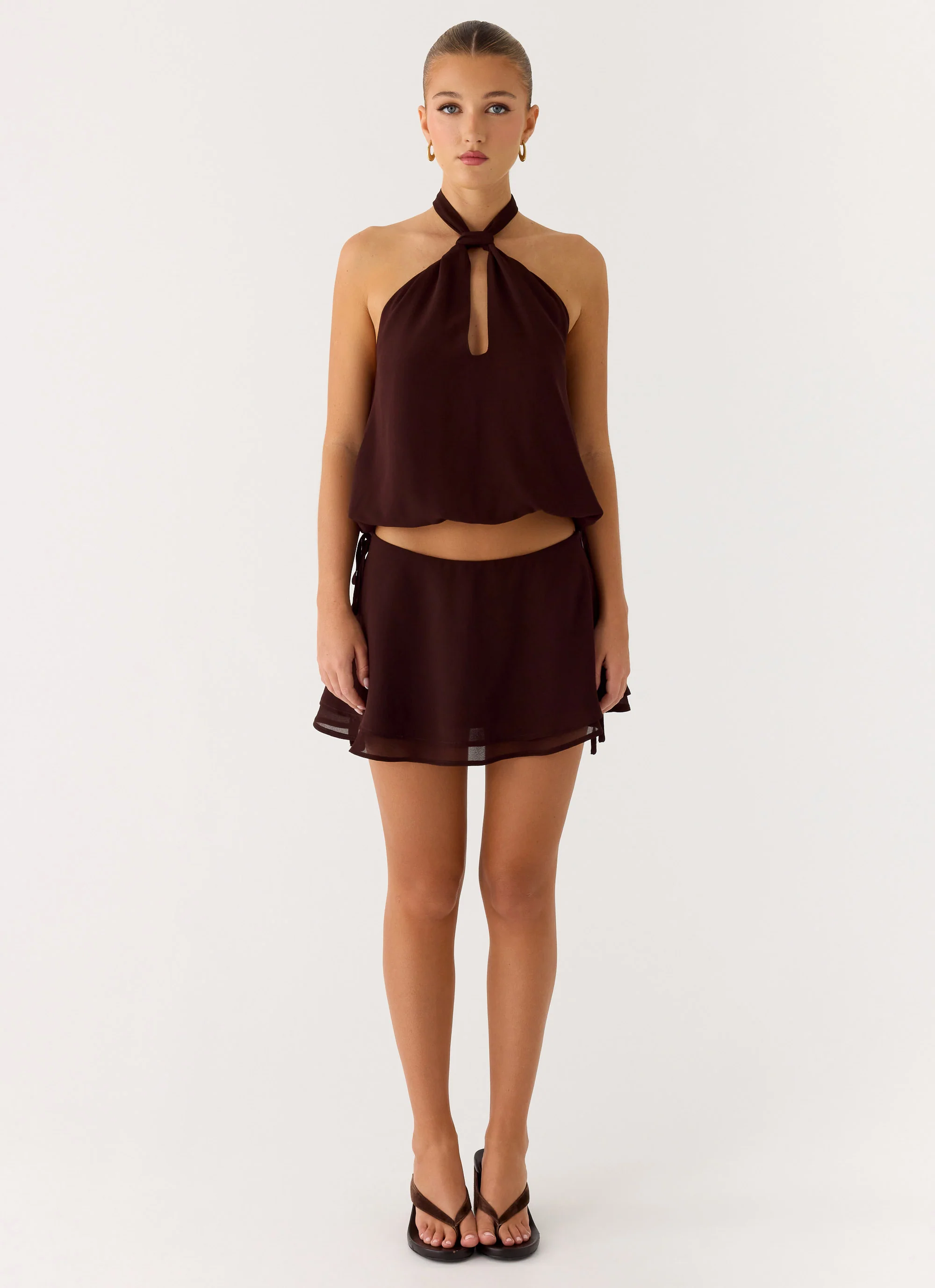 Everywhere I Go Mini Skirt - Chocolate - Image 2